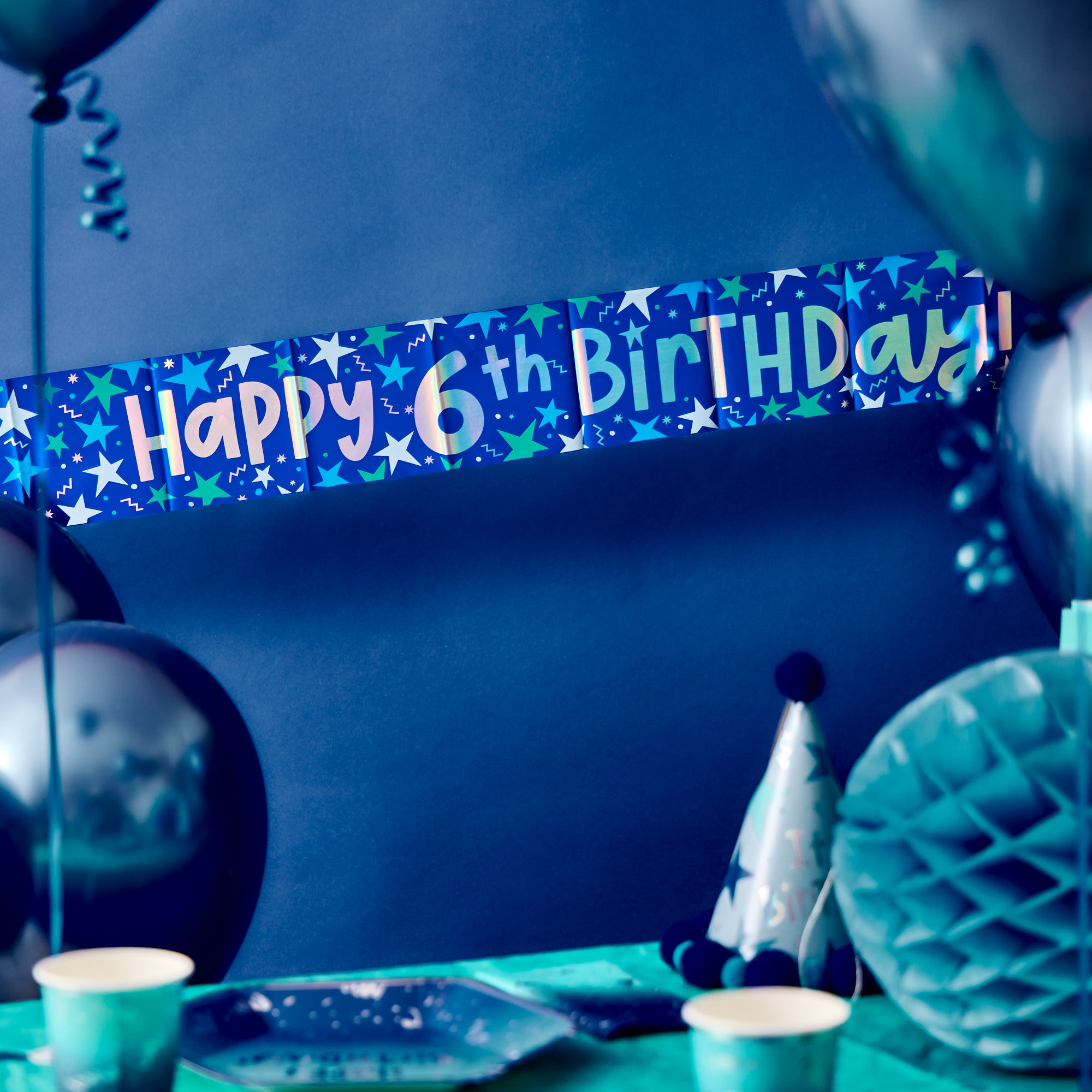 Happy 6th Birthday Banner - Blue