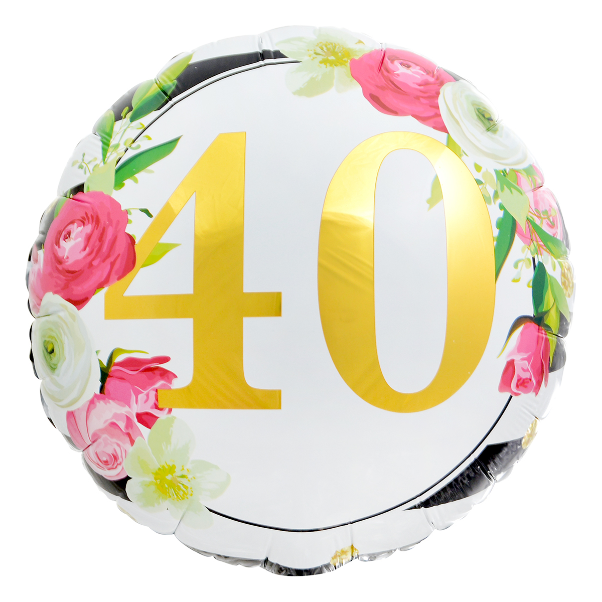 Floral 40th Birthday 18-Inch Foil Helium Balloon