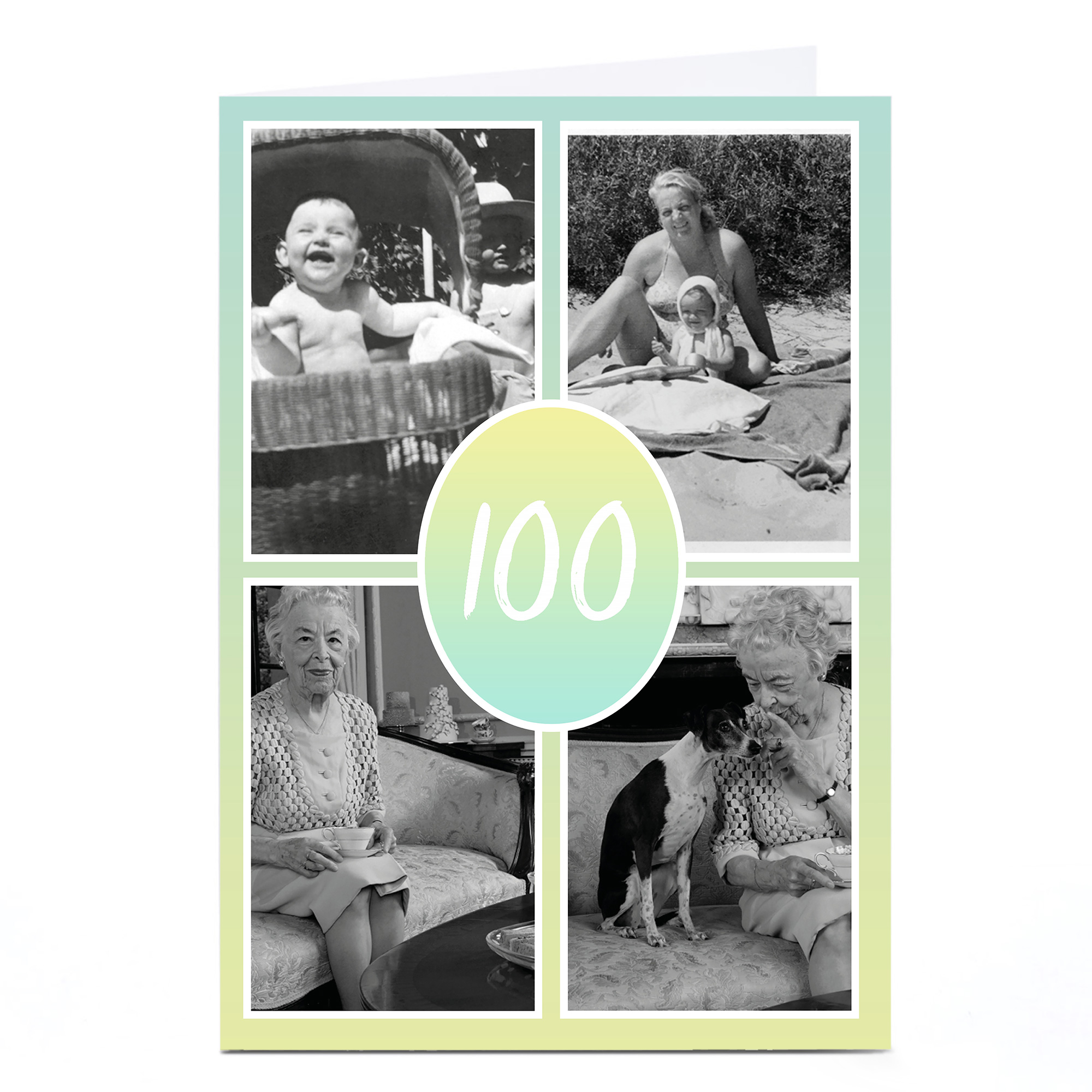 Personalised 100th Photo Card - Pastel Gradient Editable Age