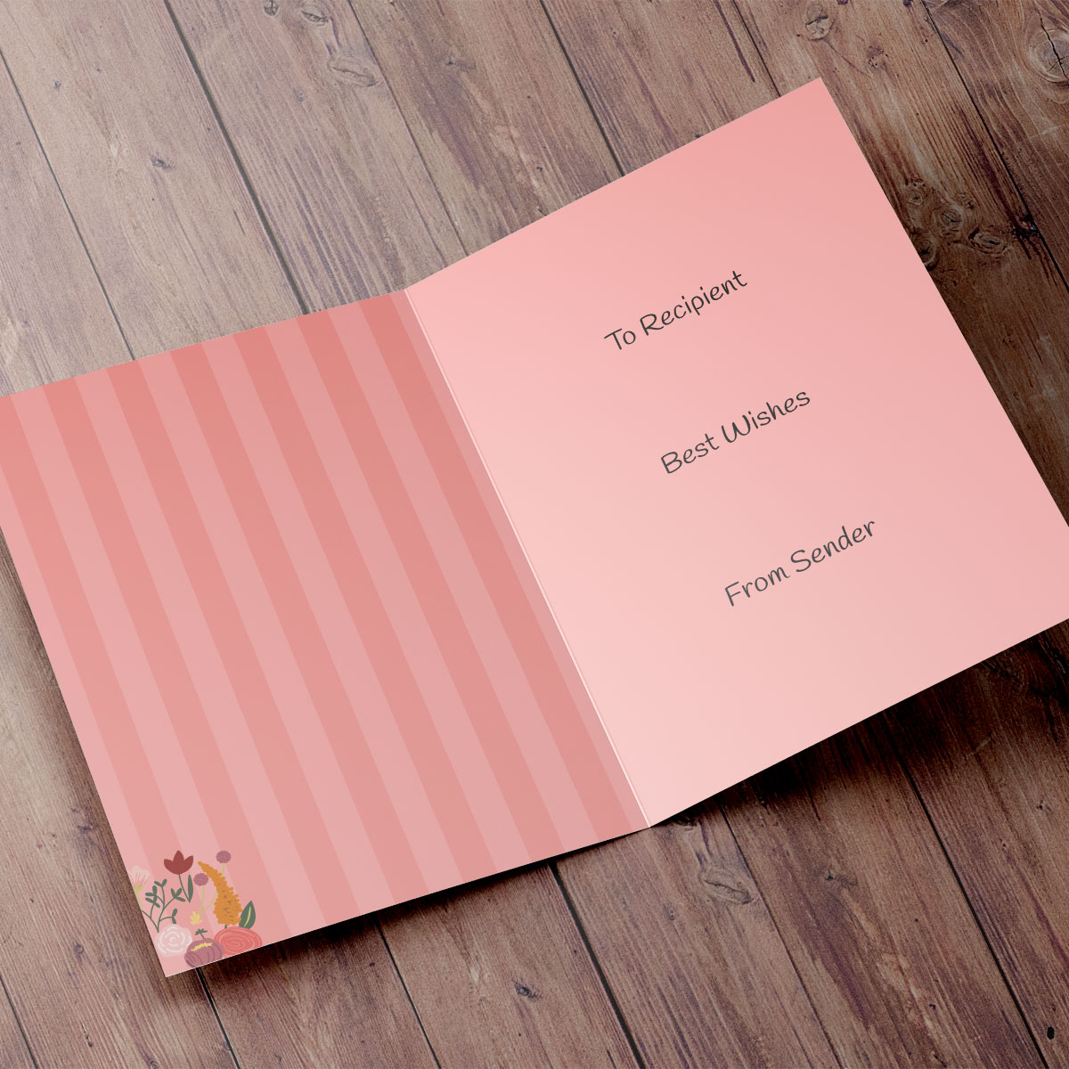 Personalised Mother's Day Card - Red Floral and Stripe