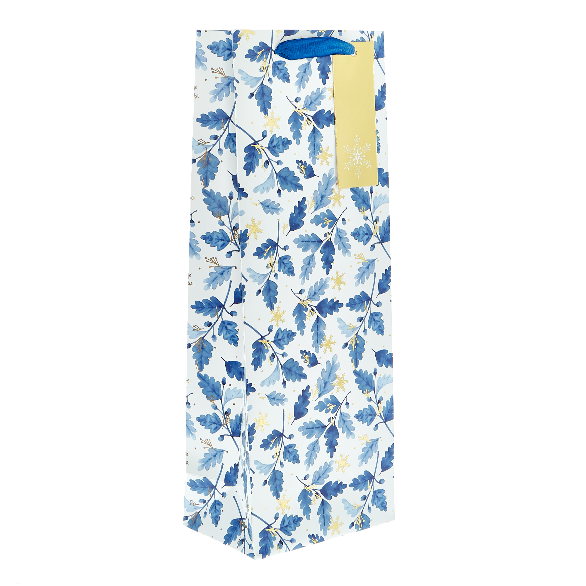 Blue Leaves Christmas Bottle Bag