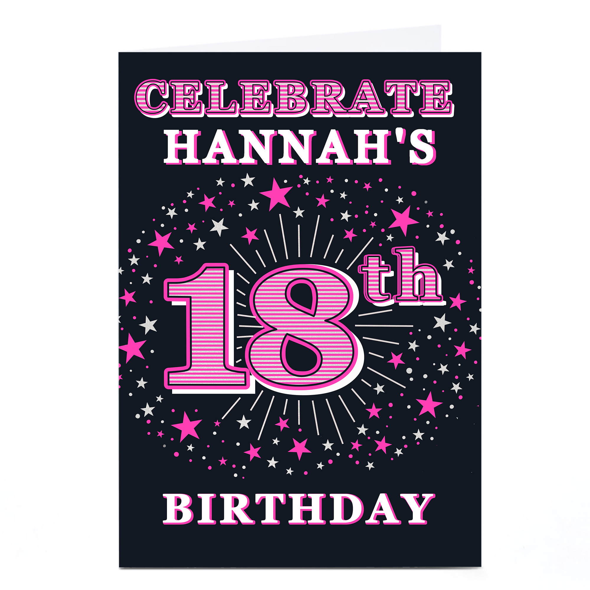 Personalised 18th Birthday Invitation - Pink Stars
