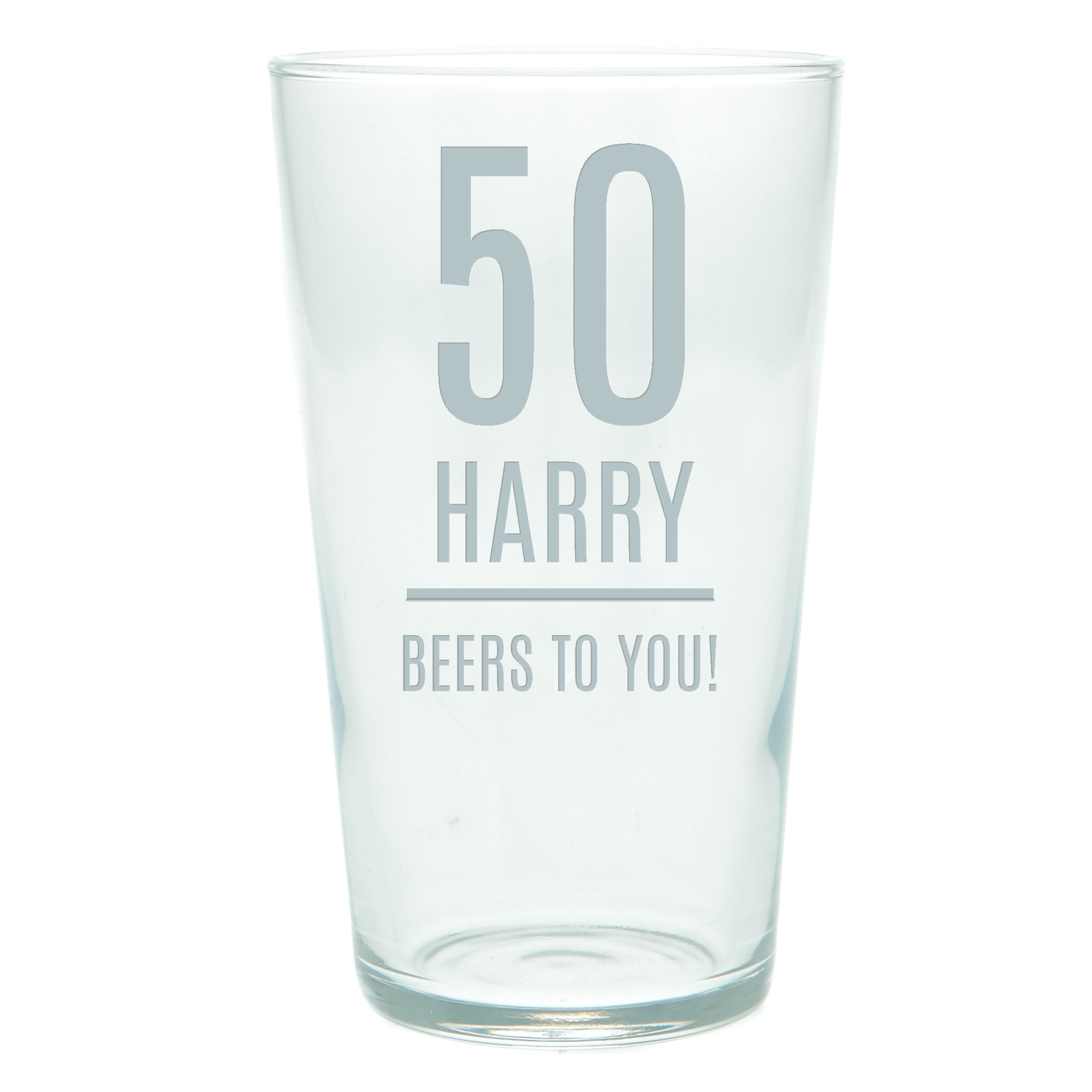 Personalised 50th Birthday Pint Glass - Editable Age, Name & Message