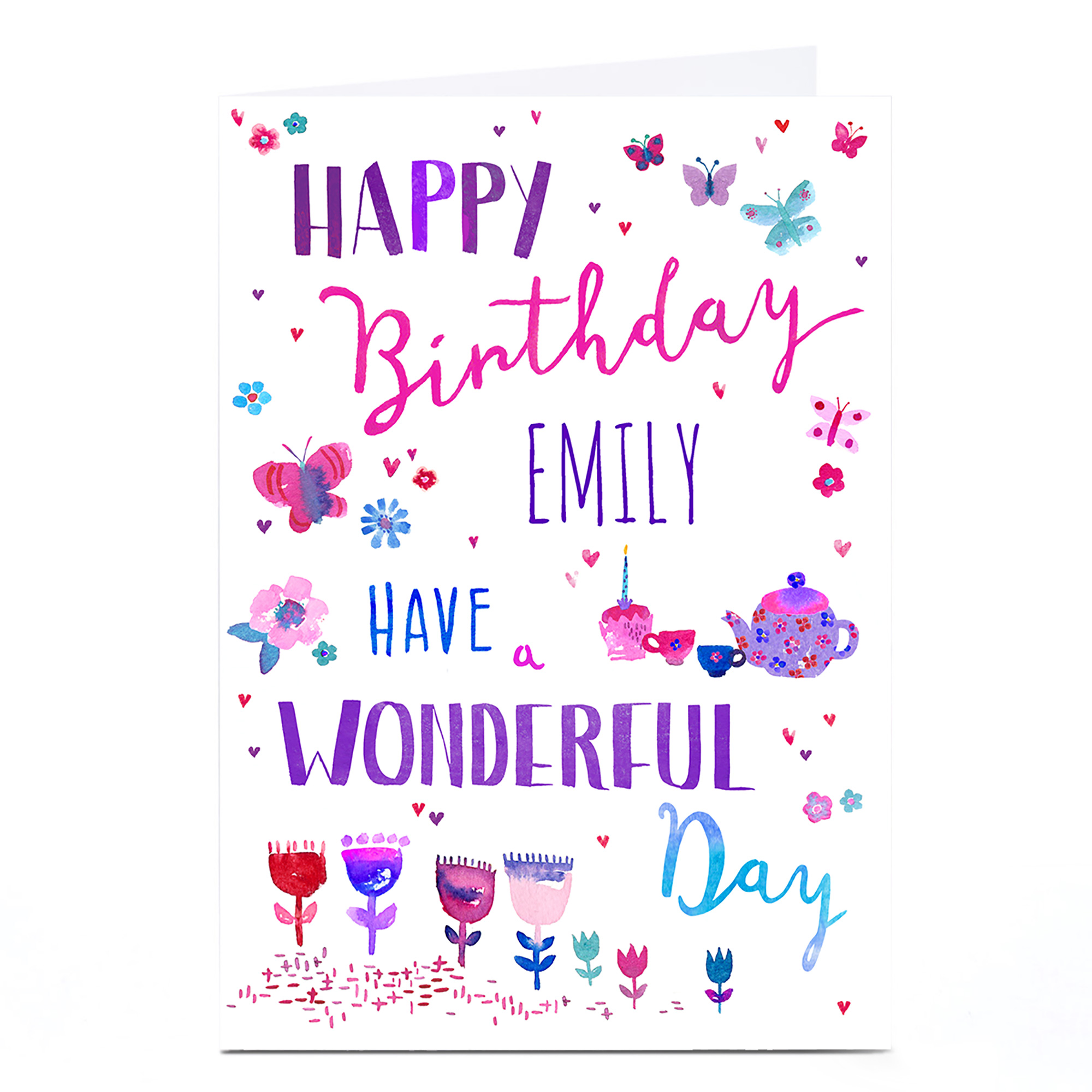 Personalised Nik Golesworthy Birthday Card - Flowers & Butterflies 