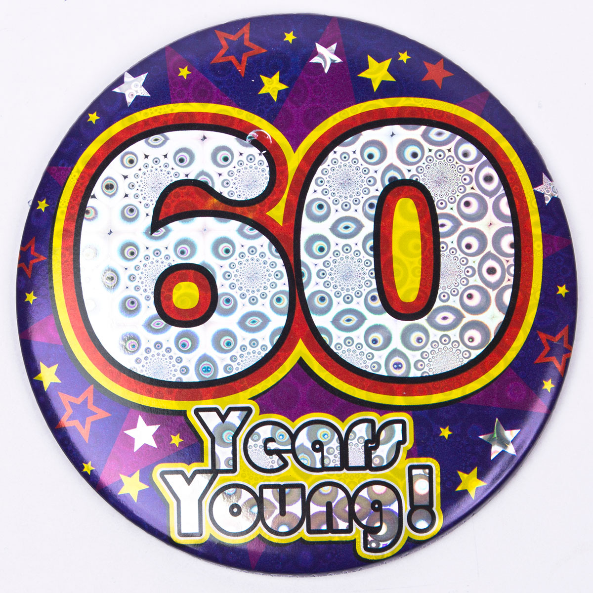 Holographic Age 60 Giant Birthday Badge