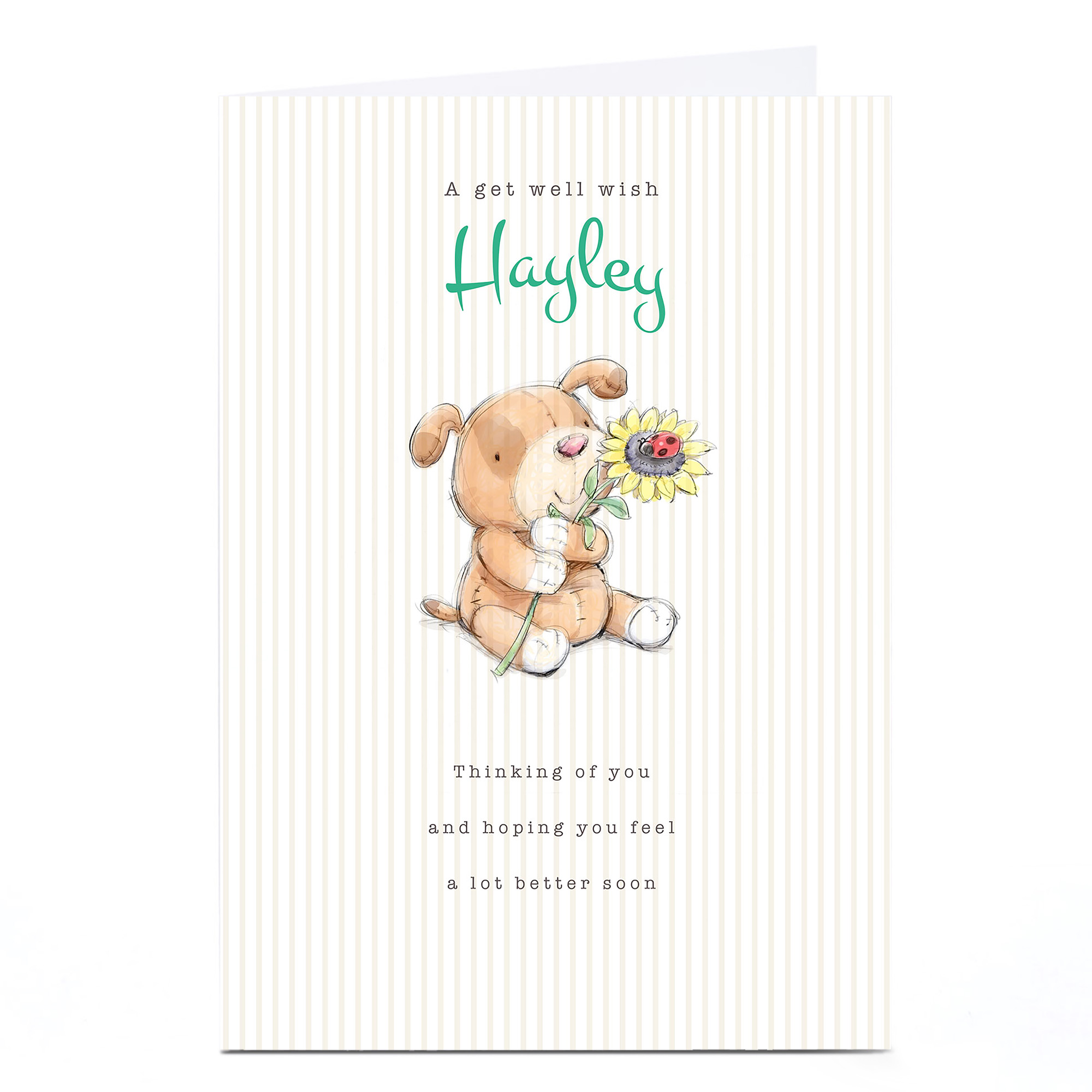 Personalised Get Well Soon Card - Puppy & Flower