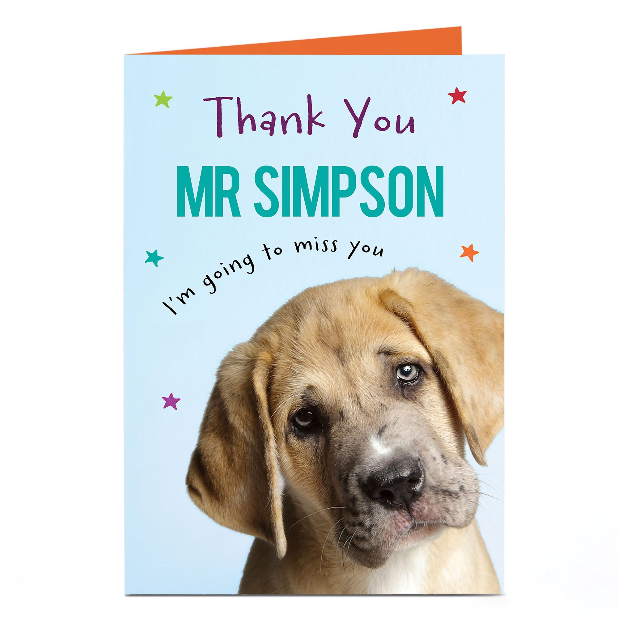 Personalised Thank You Teacher Card - Puppy