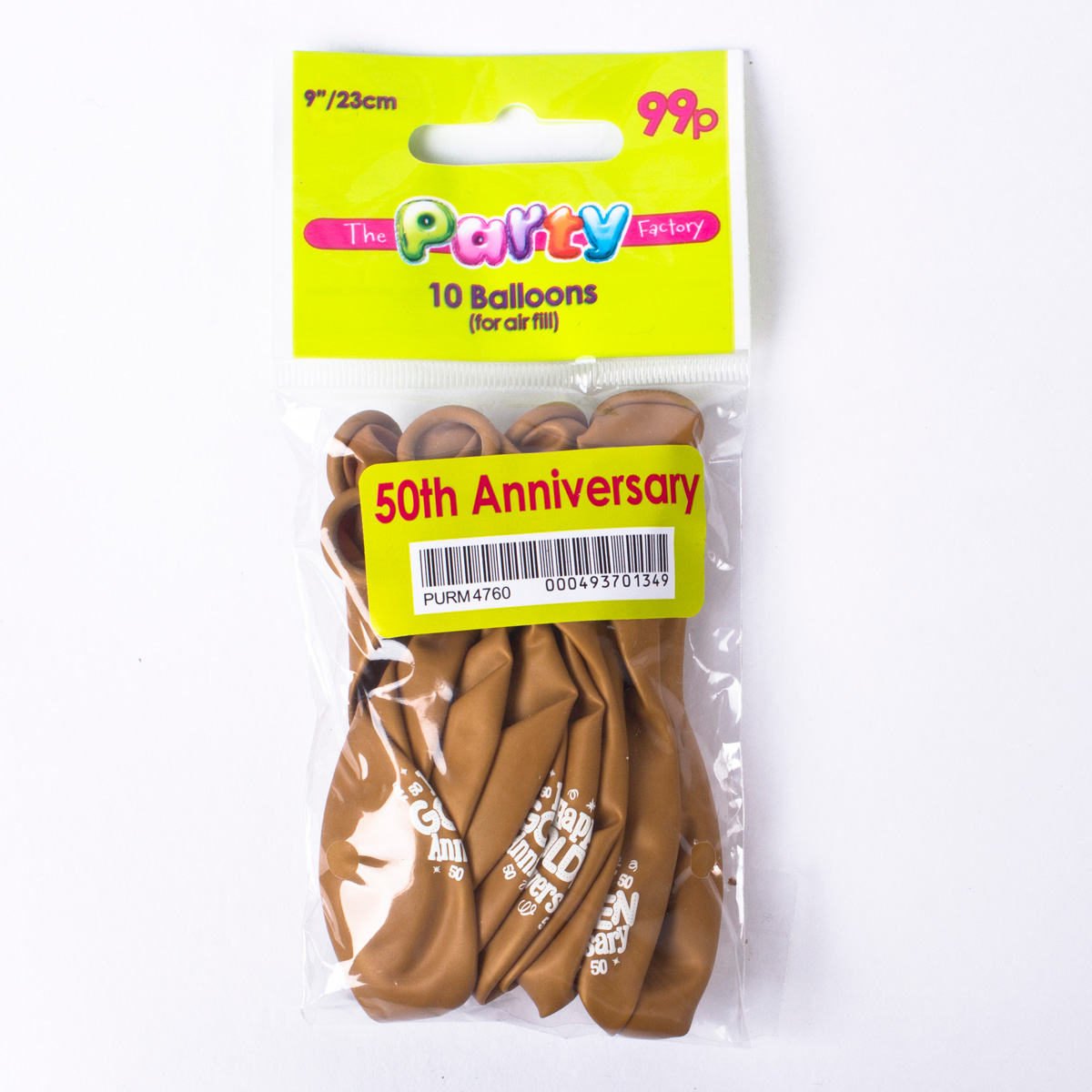 Golden Wedding Anniversary Air-fill Latex Balloons - Pack Of 10