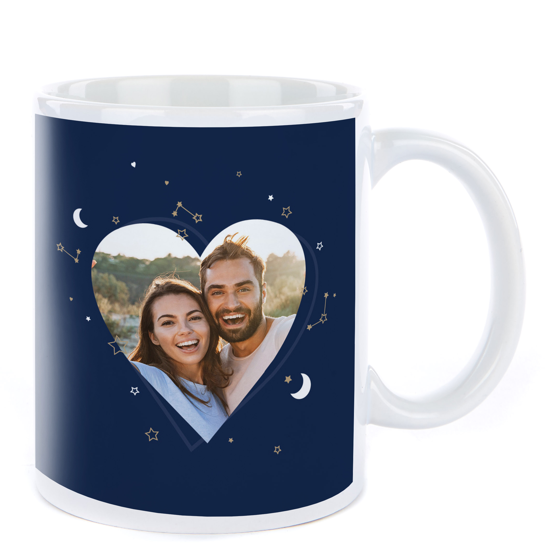 Personalised Valentine's Photo Upload Mug - Navy & Gold