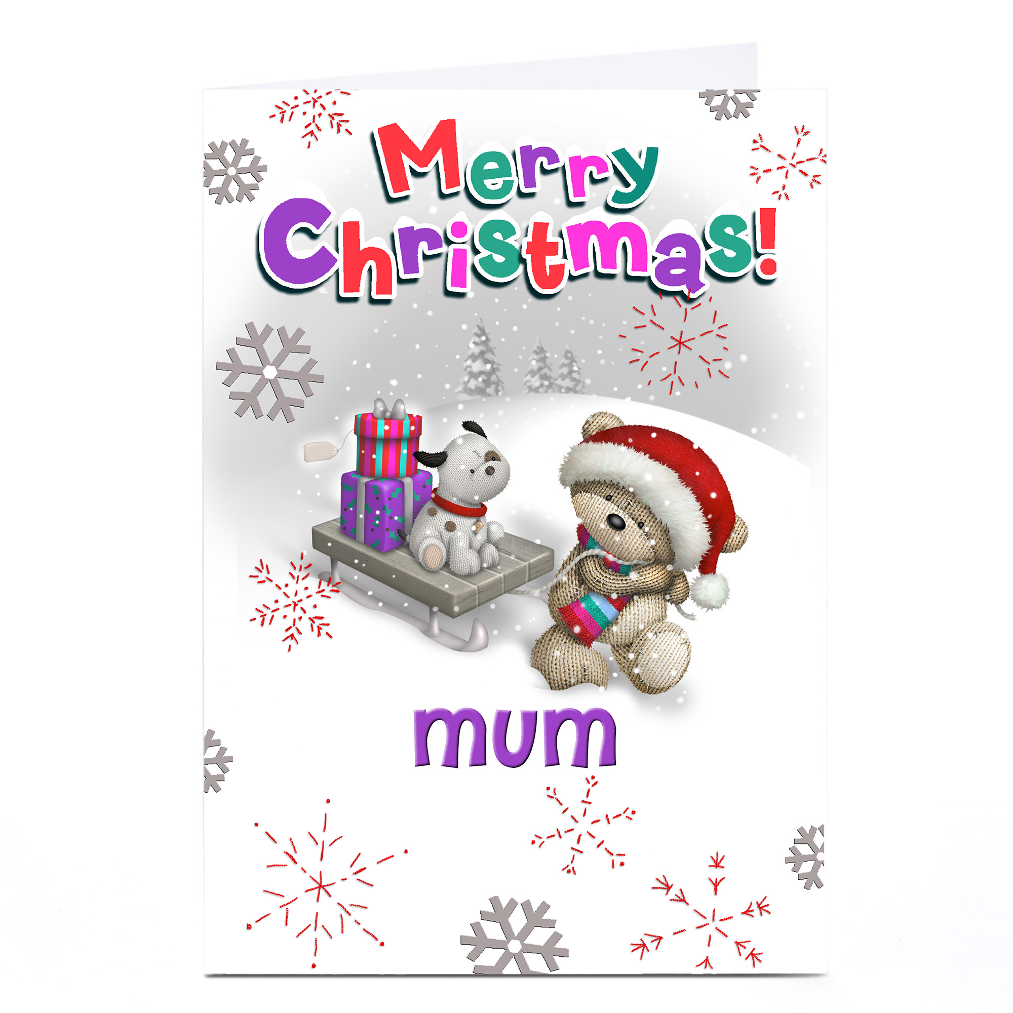 Personalised Christmas Card - Hugs Bear With Dog