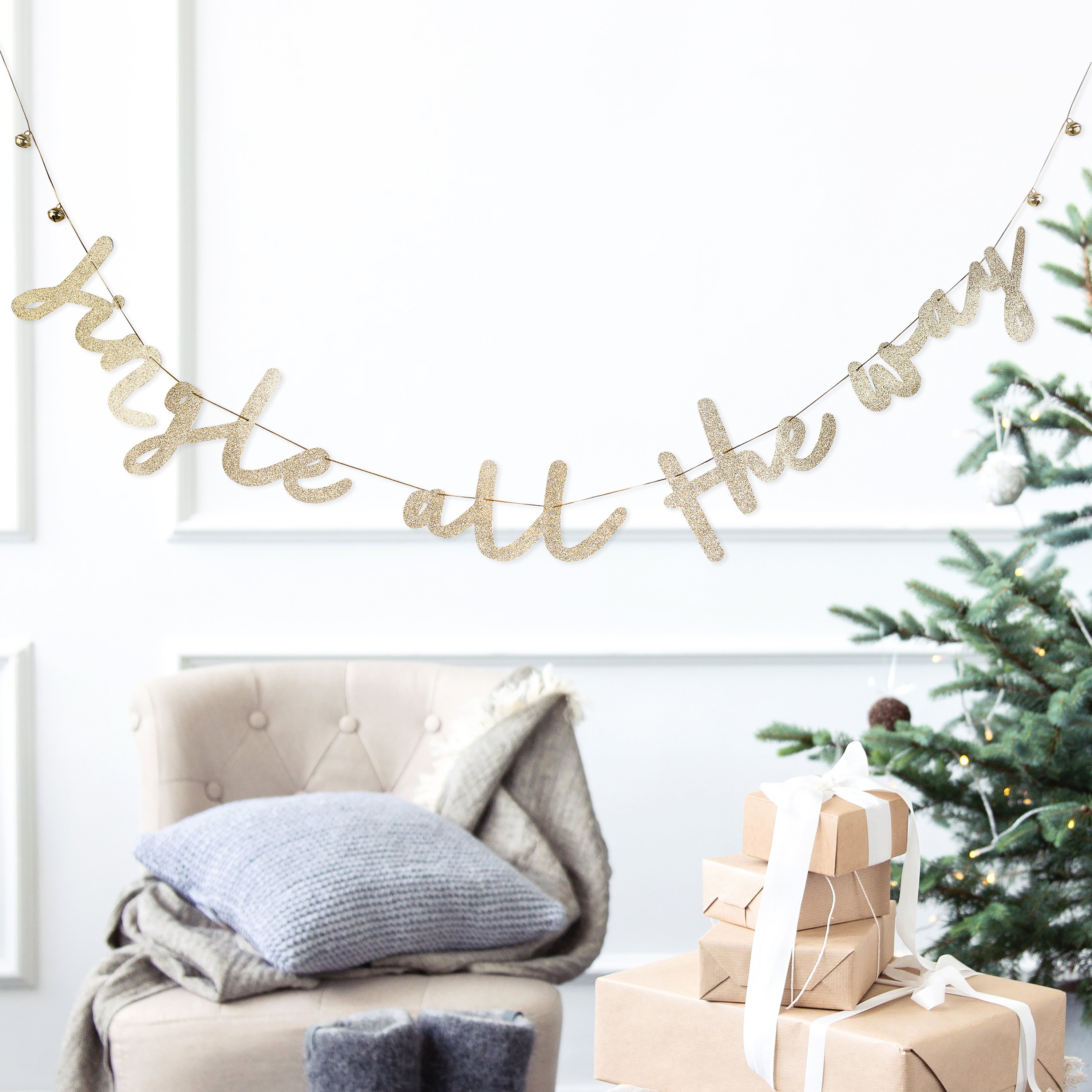 Gold Jingle All The Way Bell Card Banner 2m