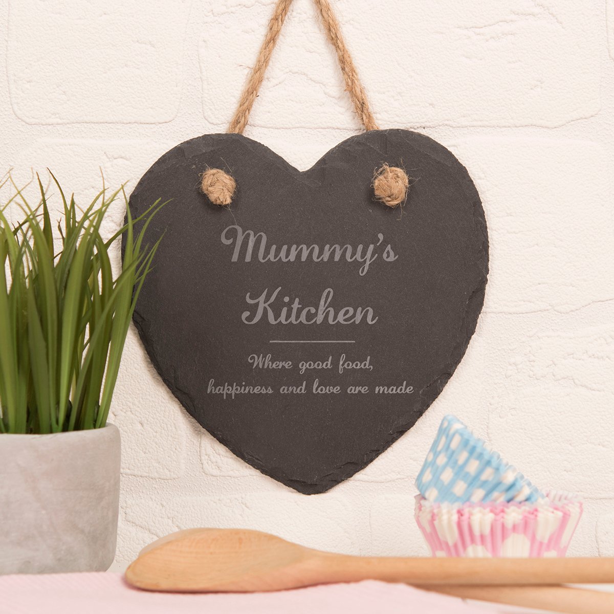 Personalised Engraved Medium Hanging Heart Slate