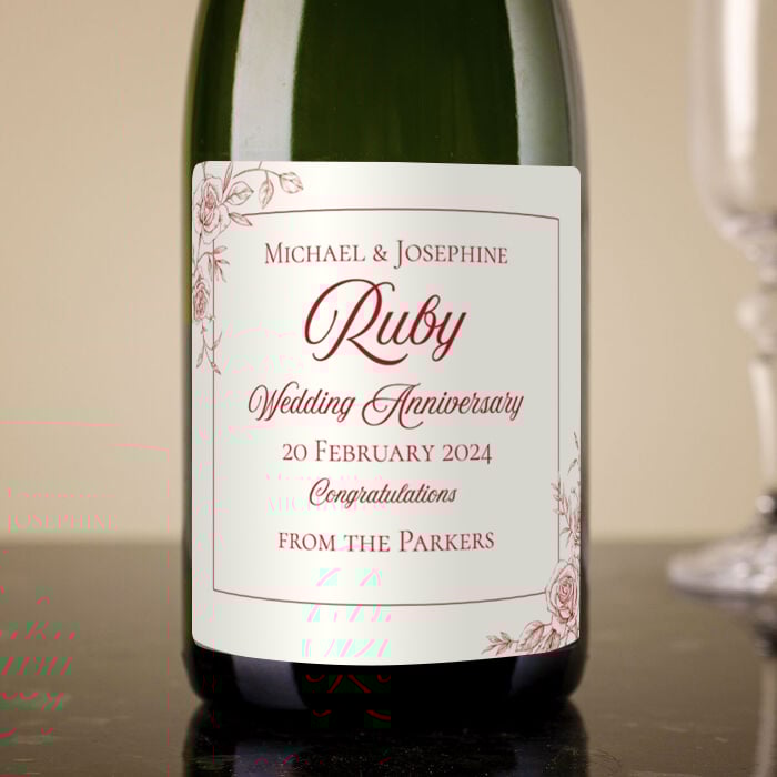 Personalised 40th Wedding Anniversary Cava -  Ruby