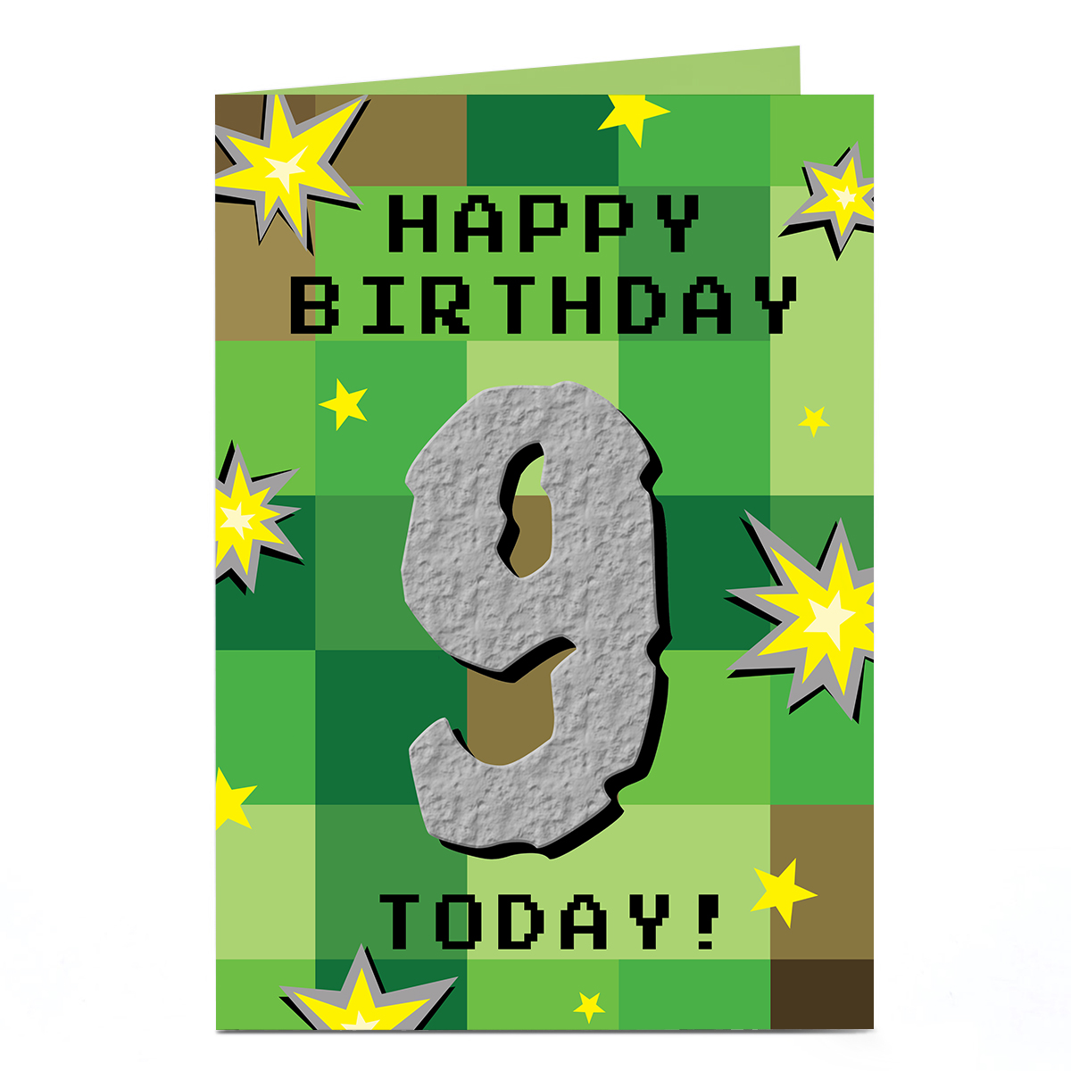 Personalised Birthday Card - Pixels & Explosions Age 9