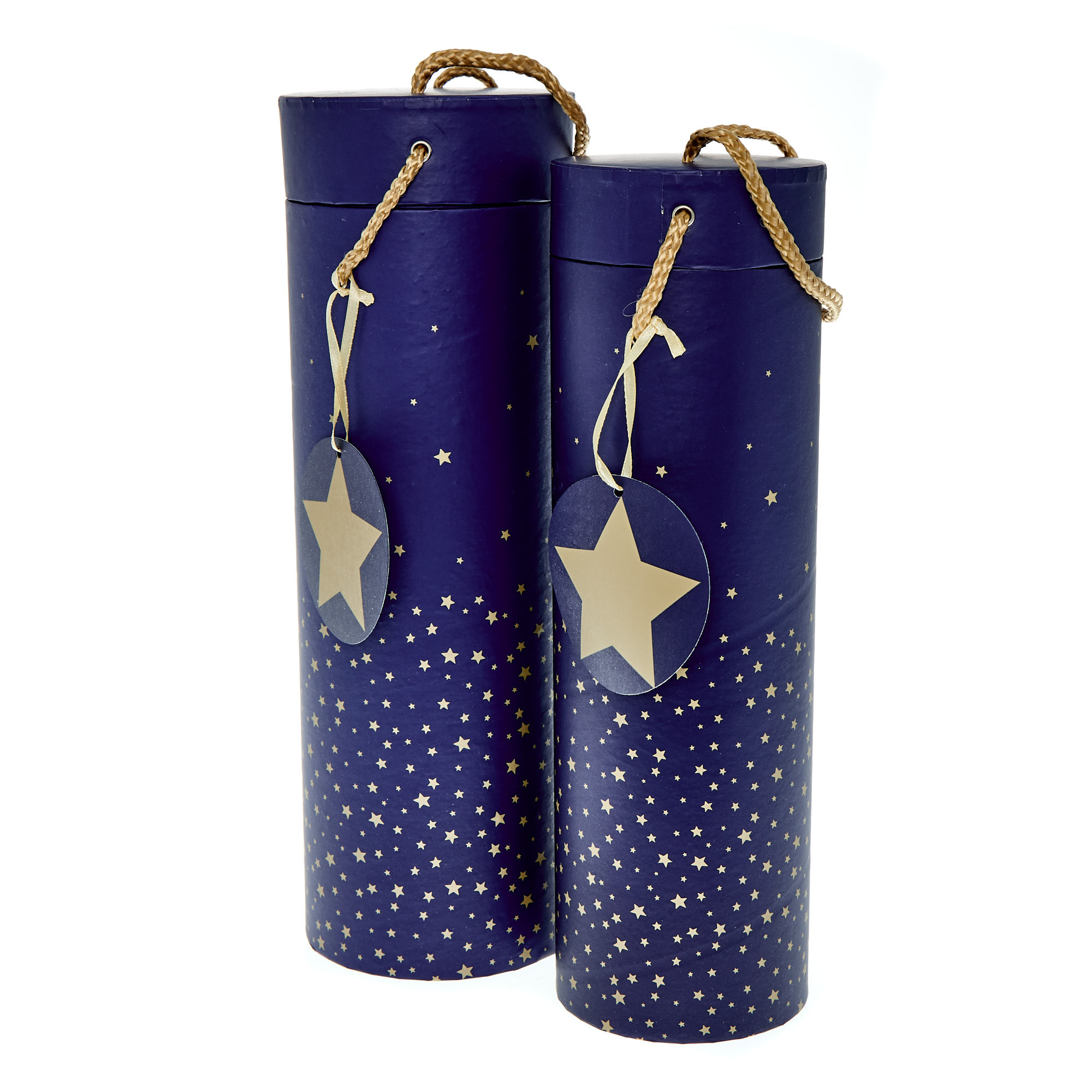 Navy & Gold Stars Bottle Gift Boxes - Set of 2