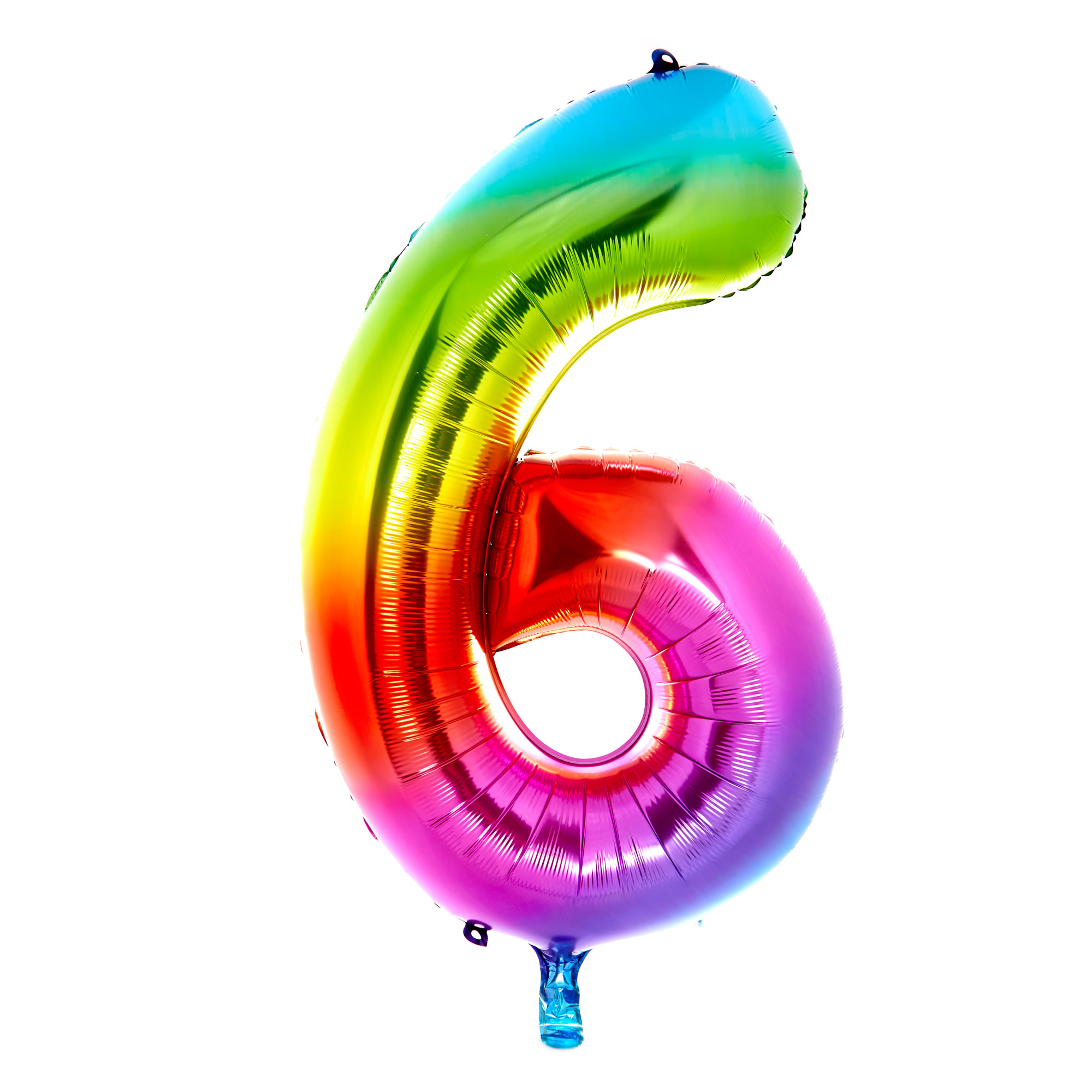 Giant Rainbow Number 6 Foil Helium Balloon - DEFLATED