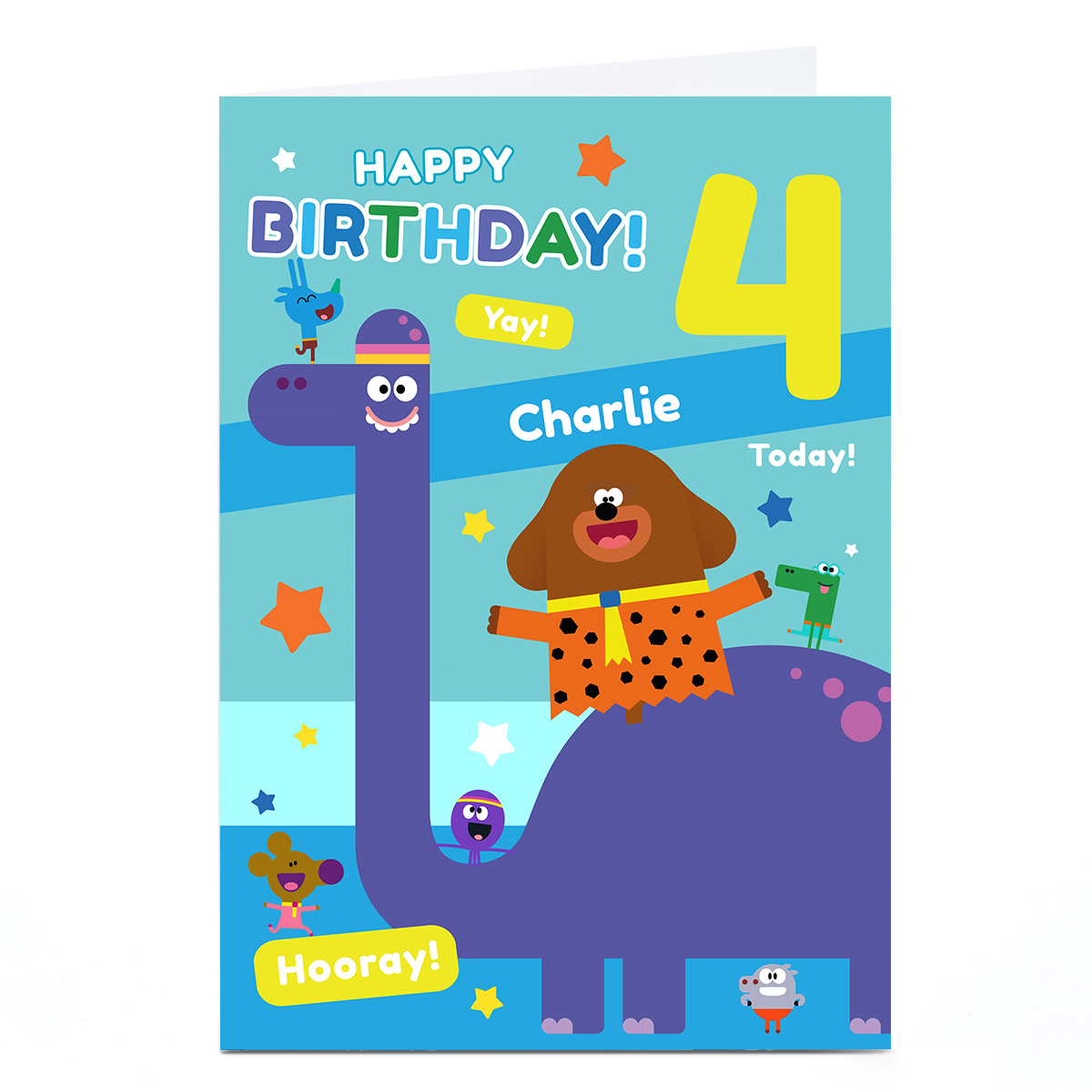 Personalised Hey Duggee Birthday Card - Dinosaur Editable Age