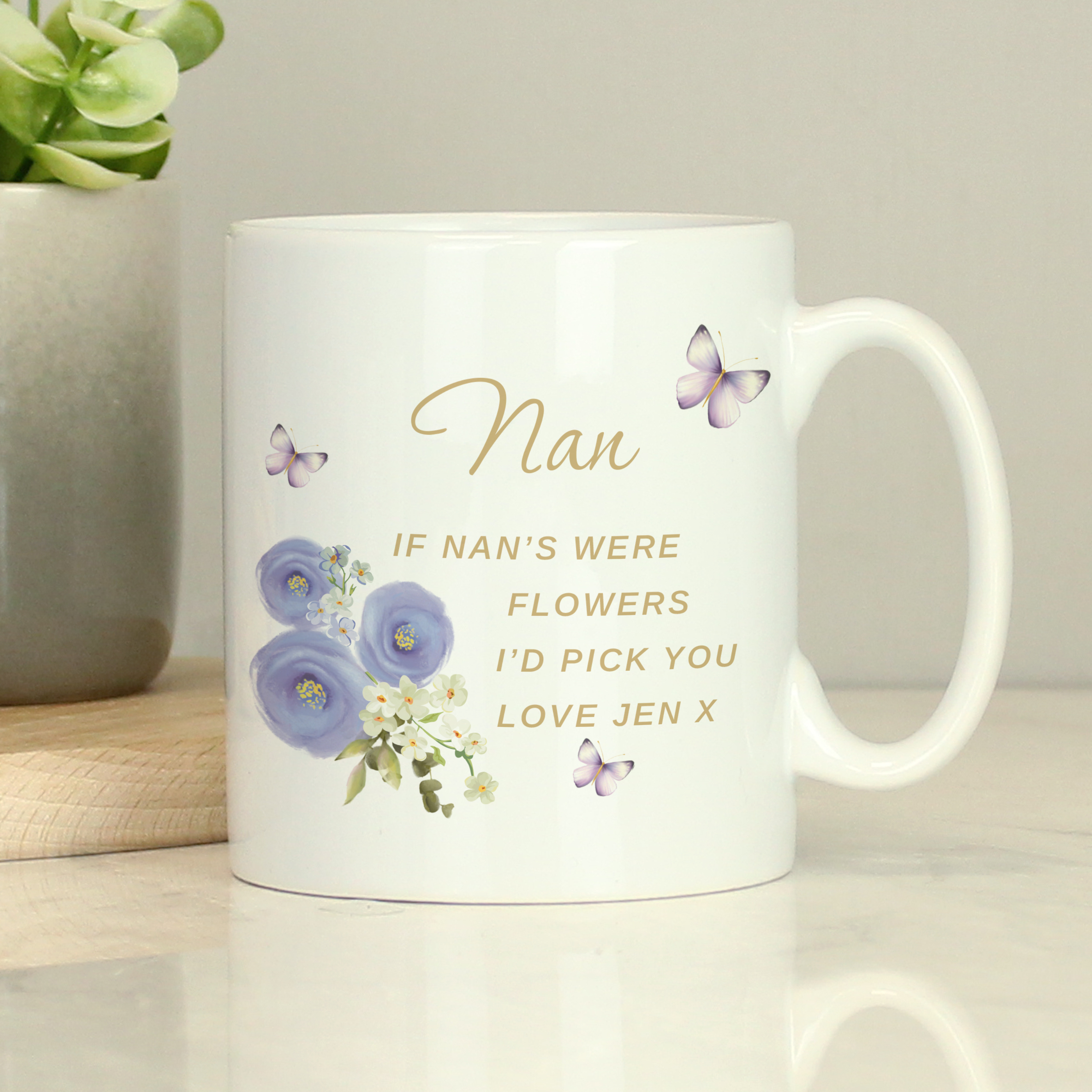 Personalised Floral Nan Mug