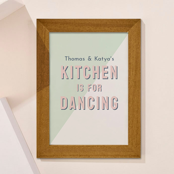 Personalised Kitchen Is For Dancing Framed Wall Art - Names
