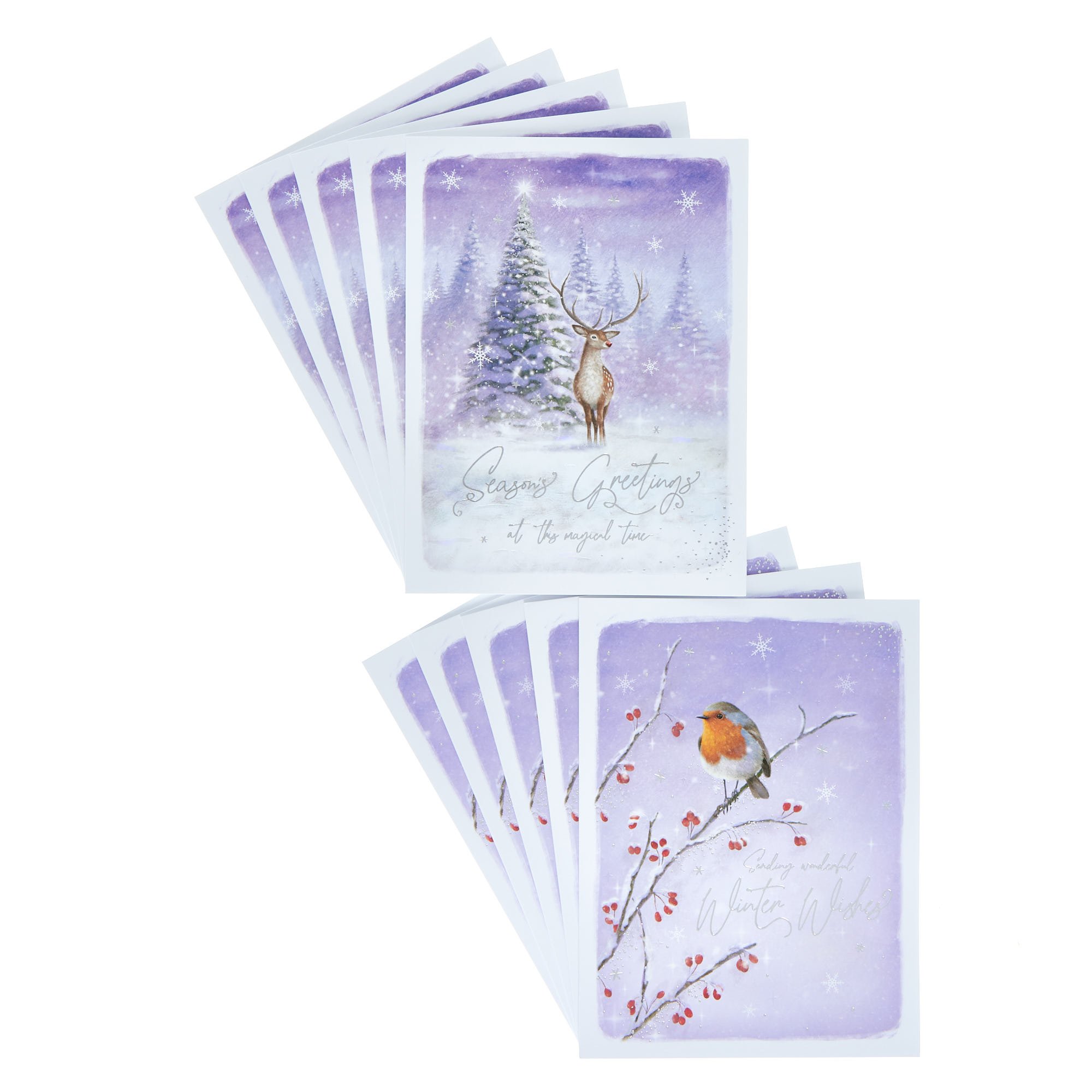 10 Deluxe Boxed Charity Christmas Cards - Robin & Stag (2 Designs)