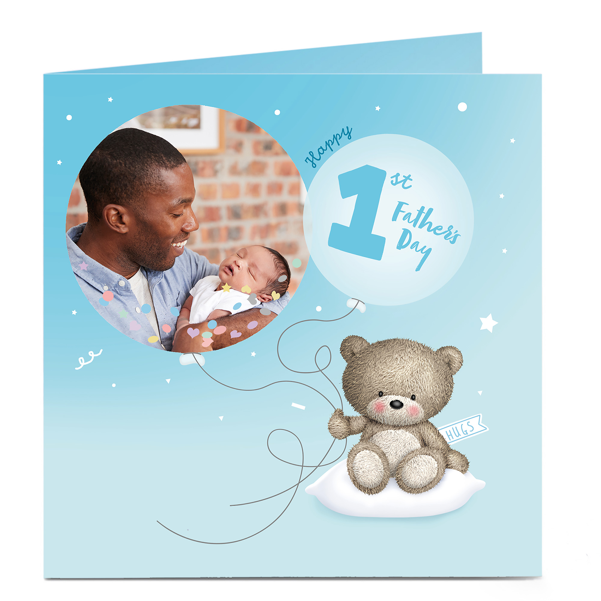 Personalised Father's Day Hugs Photo Card - 1st Father's Day