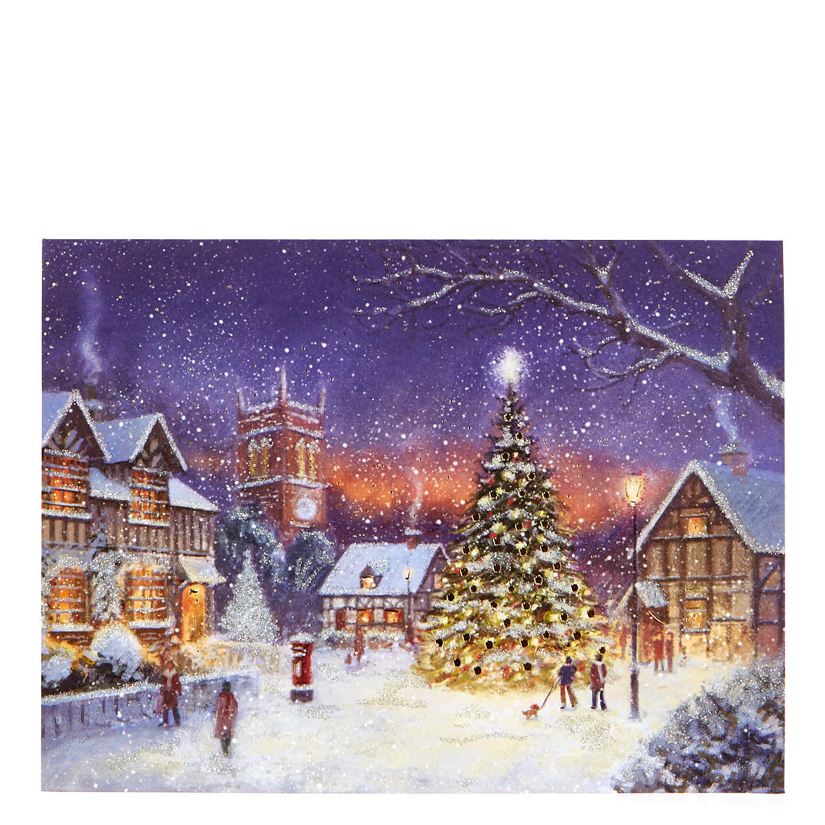 Deluxe Boxed Christmas Cards - Night Village Pack Of 12