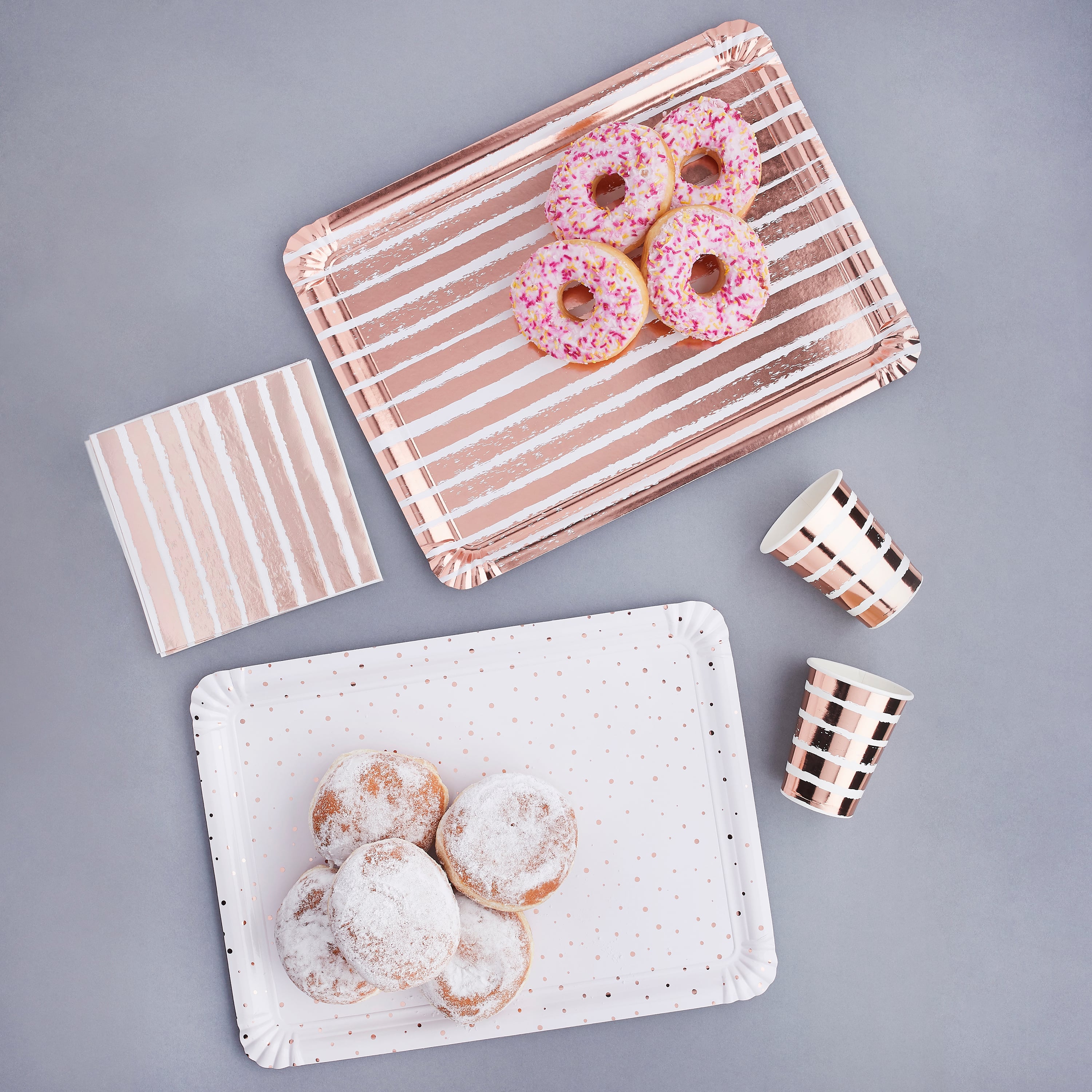 Metallic Rose Gold Paper Trays - Pack of 4
