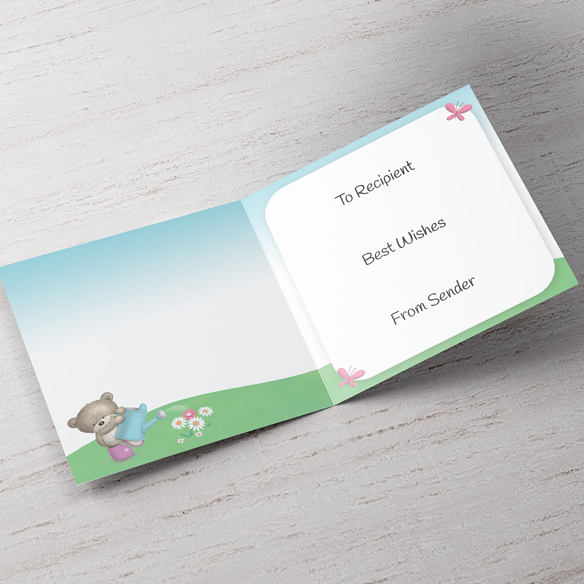 Personalised Hugs Mother's Day Charity Card - Garden Bear