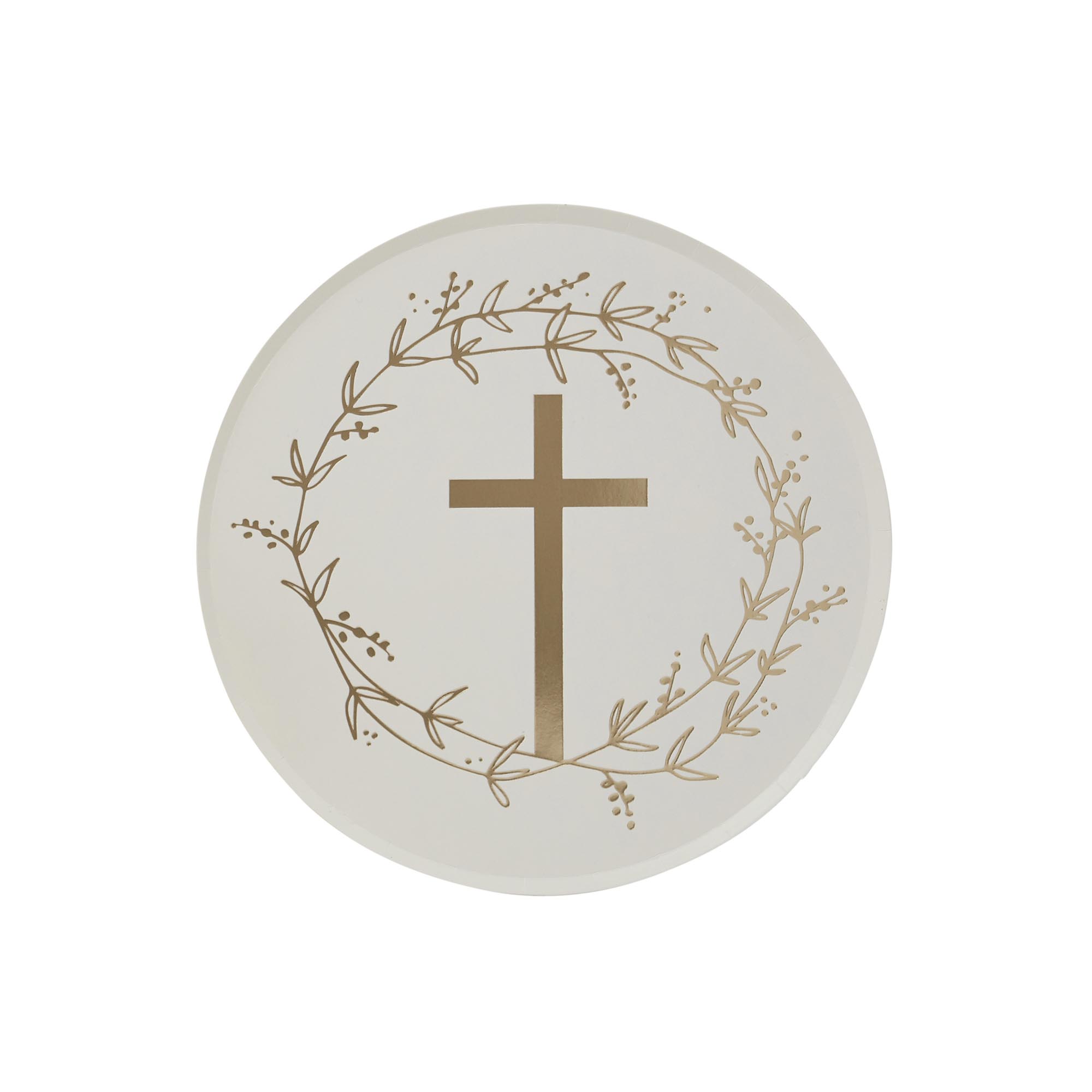 Gold Cross Paper Plates - Pack of 8