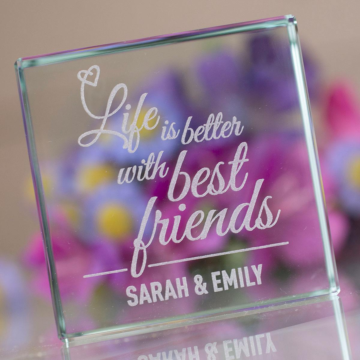 Personalised Engraved Glass Token - Life Is Better With Best Friends