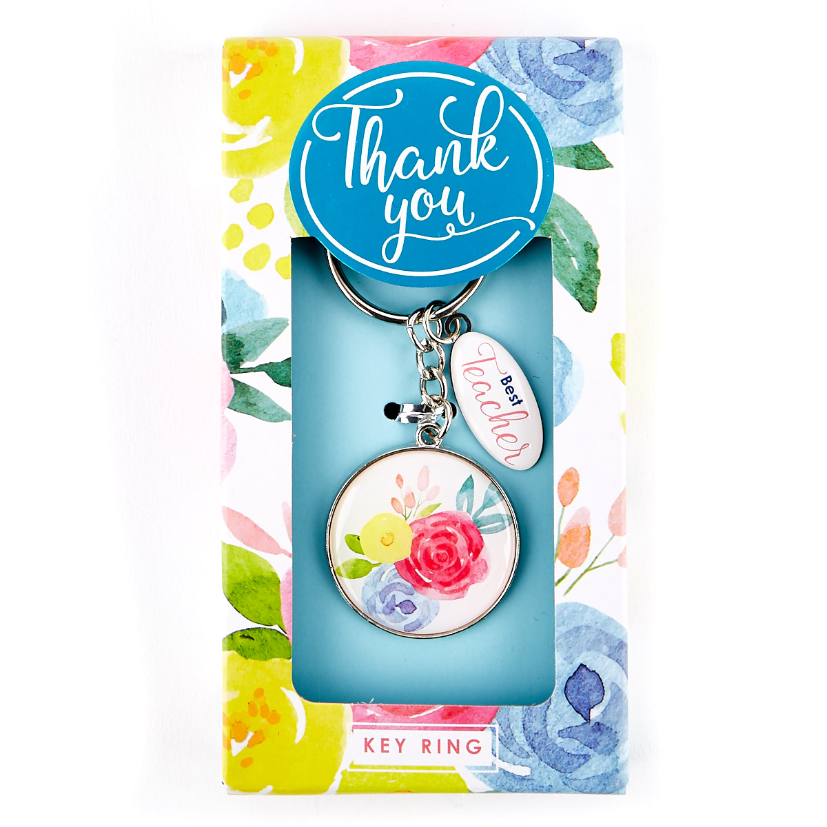 Floral Thank You Best Teacher Key Ring 