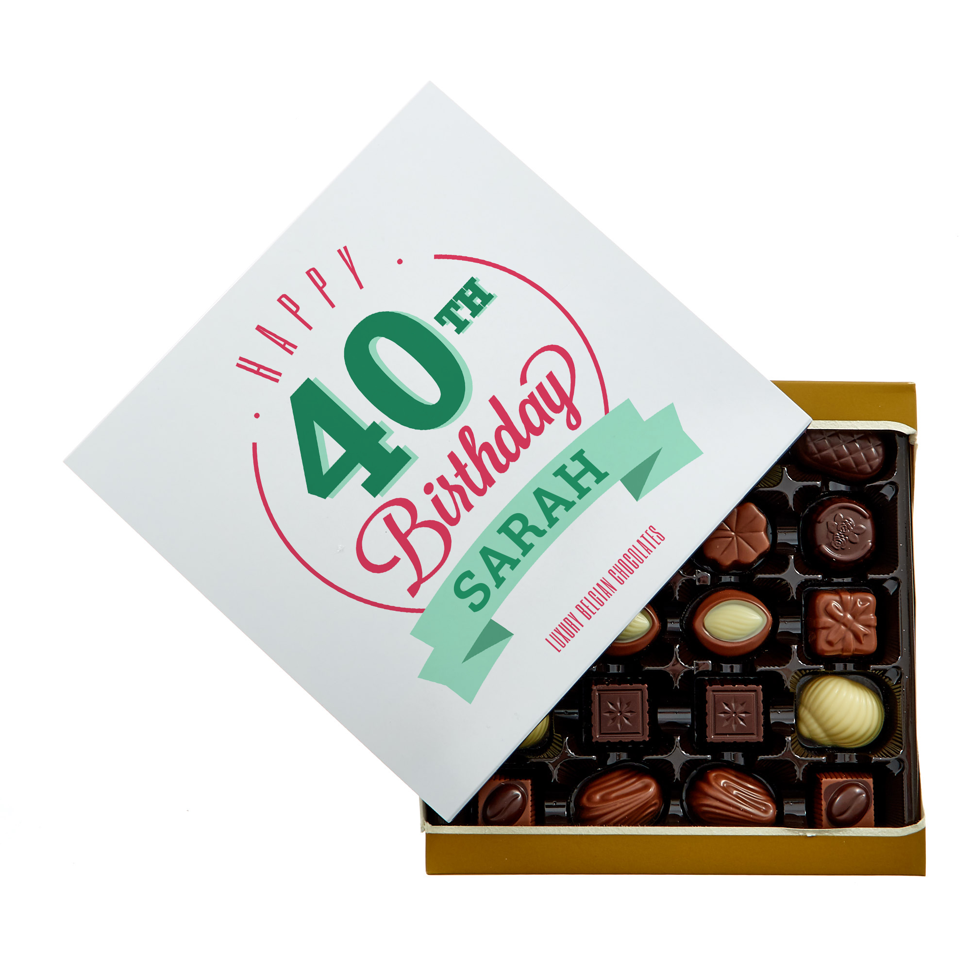 Personalised Belgian Chocolates - Happy 40th Birthday