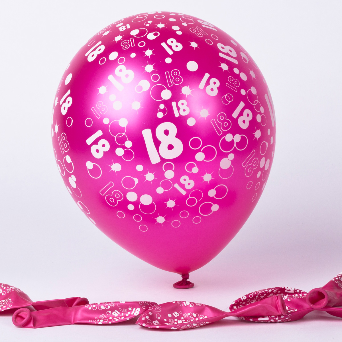 Metallic Pink Circles 18th Birthday Helium Latex Balloons - Pack Of 6