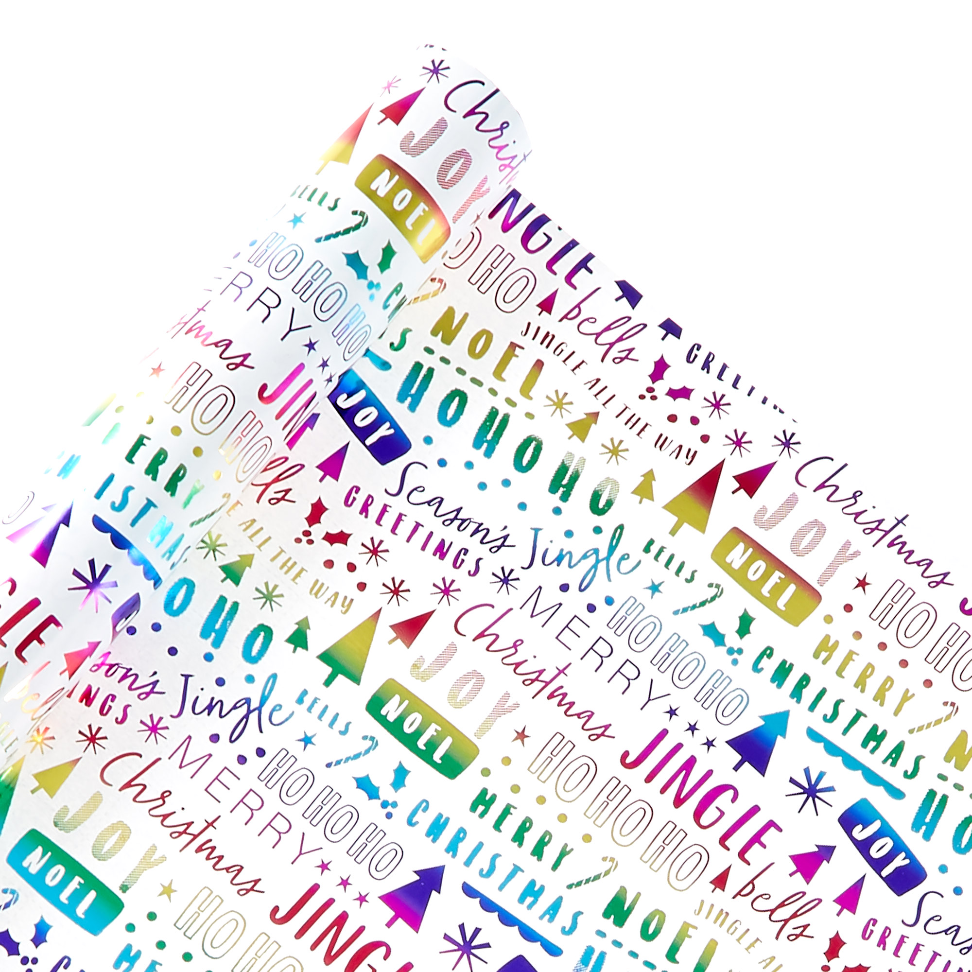 Rainbow Text Christmas Wrapping Paper - 2 Metres 