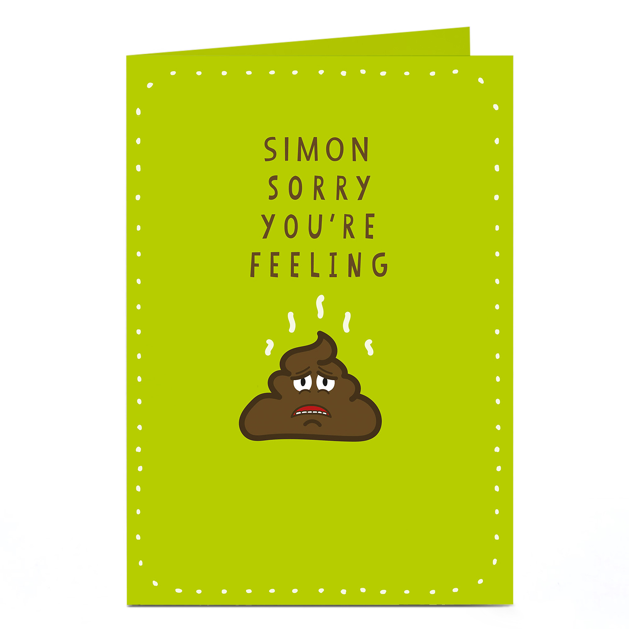 Personalised Get Well Soon Card - Sorry You're Feeling Poo