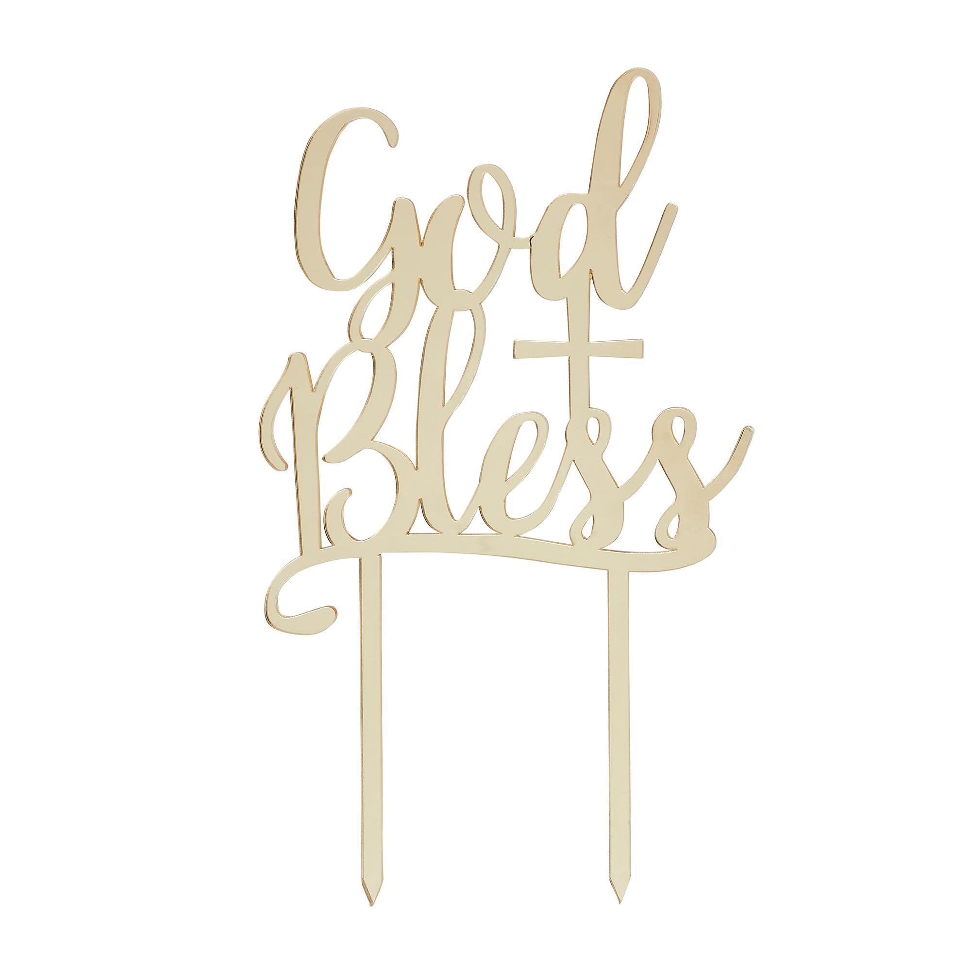 Gold God Bless Acrylic Cake Topper 