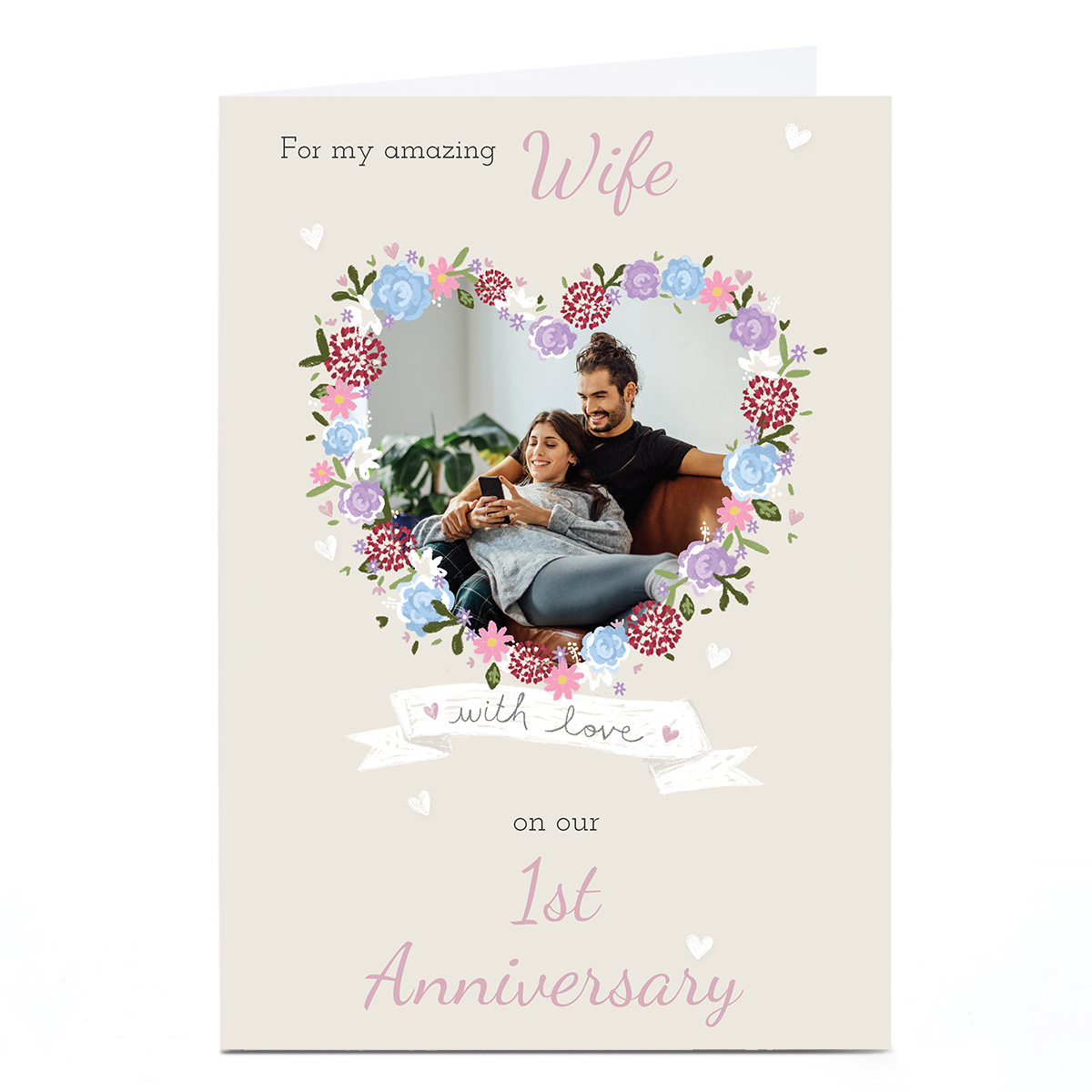 Photo Kerry Spurling 1st Anniversary Card - Flower Heart