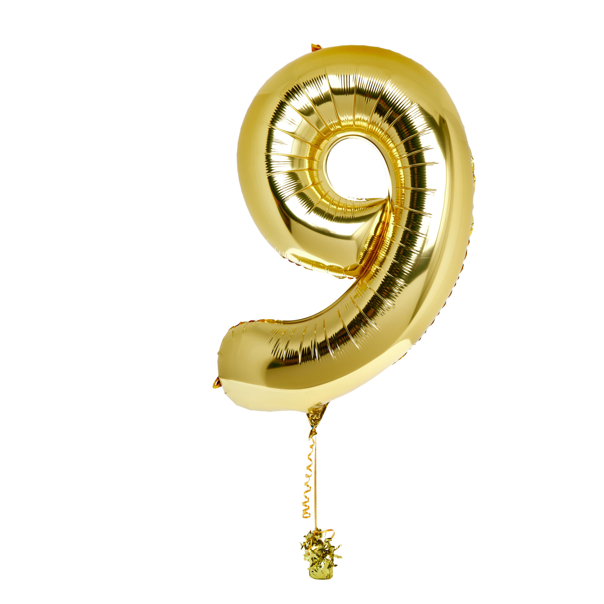 Large Gold Number 9 Inflated Balloon Arrangement 