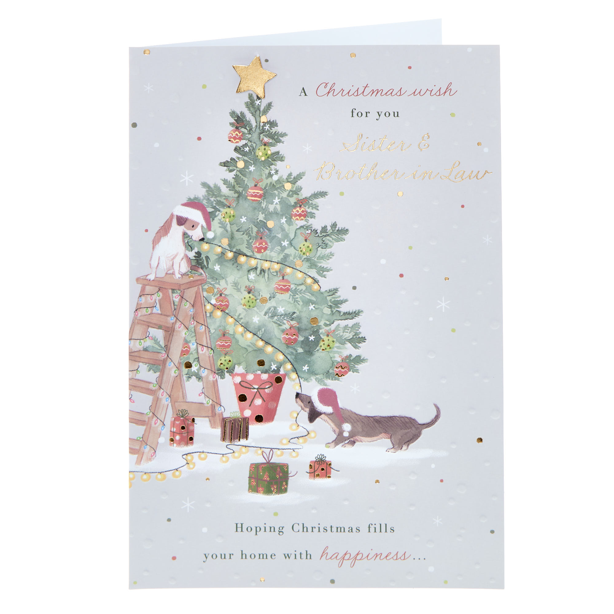 Sister & Brother In Law Tree & Dog Christmas Card