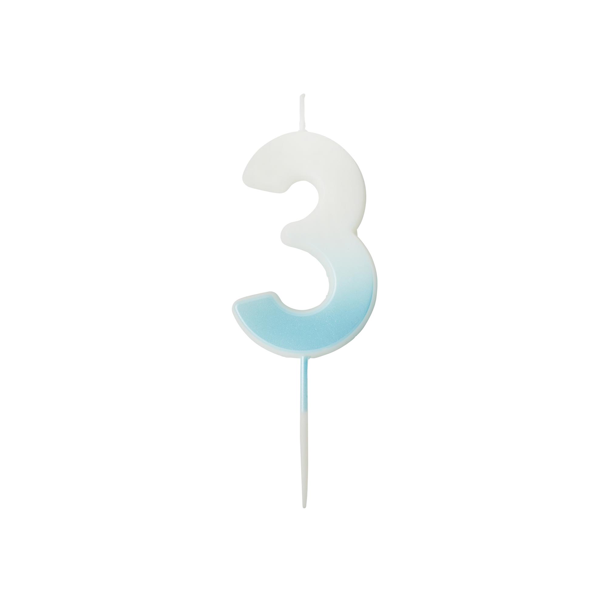 Blue Ombre Number Cake Candle (0-9)