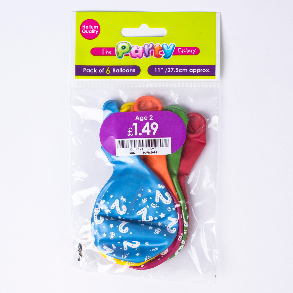 Buy Multicoloured 2nd Birthday Latex Balloons Pack Of 6 for GBP 1.49
