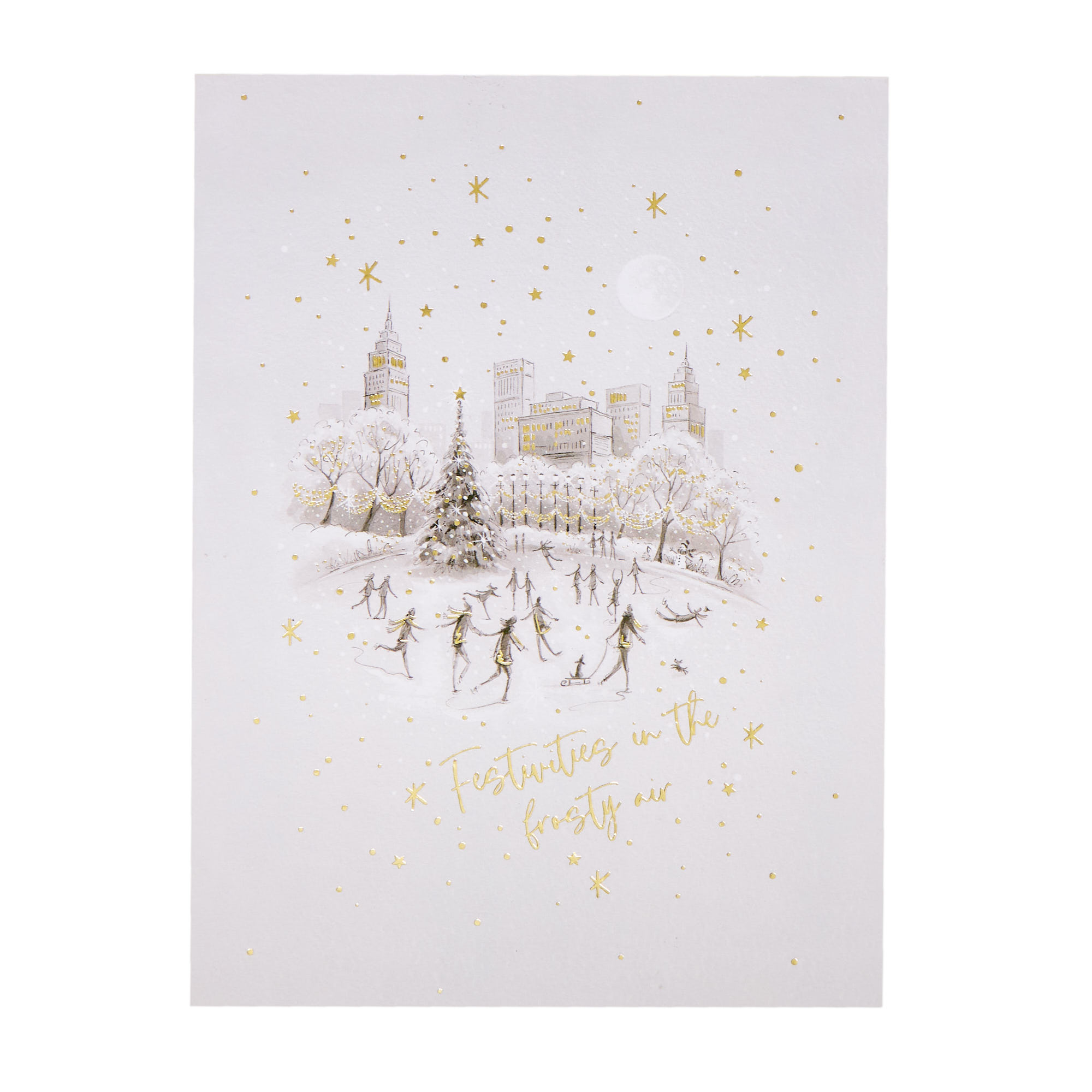10 Deluxe Skating Scene Charity Christmas Cards - 2 Designs