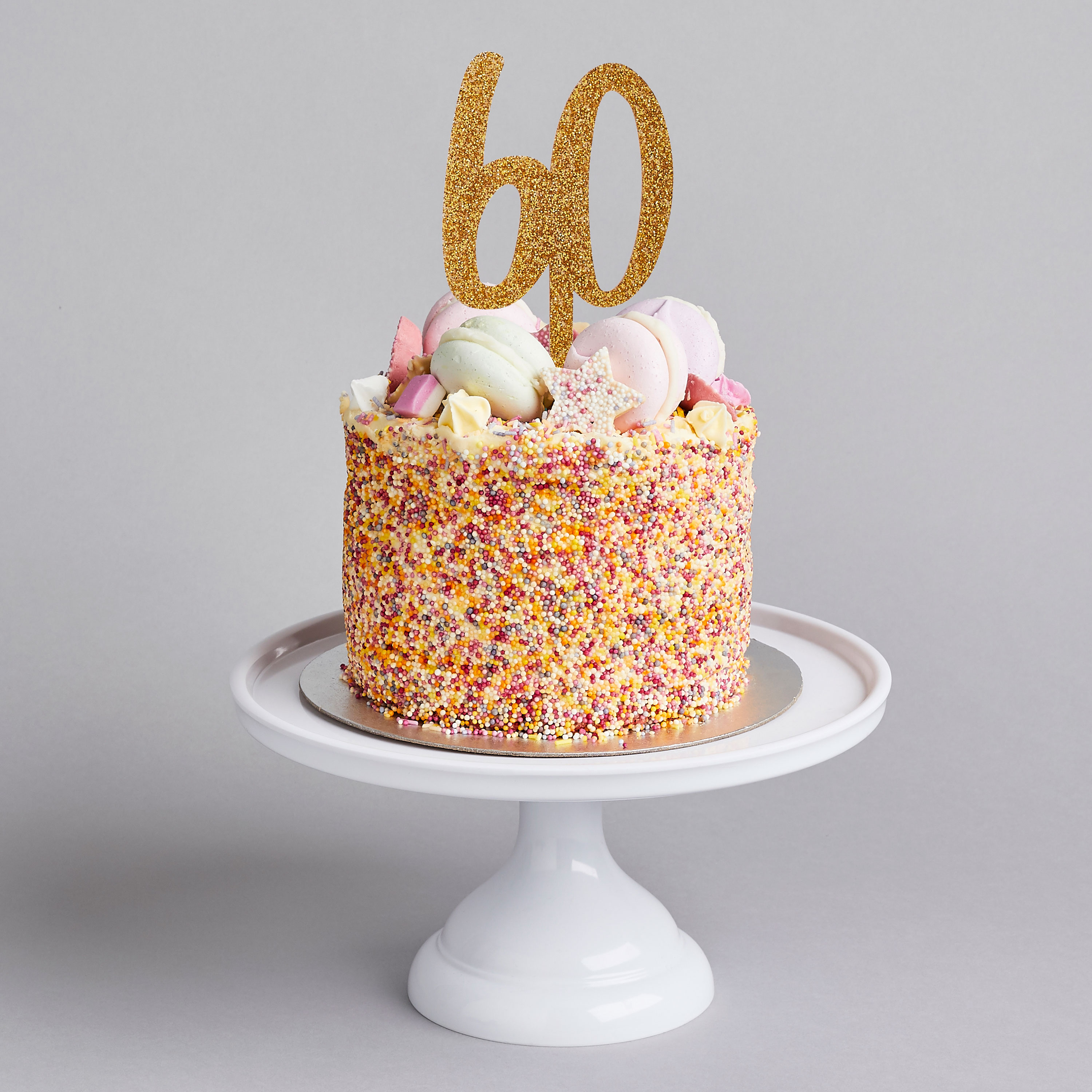 Metallic Gold Number 60 Glitter Acrylic Cake Topper