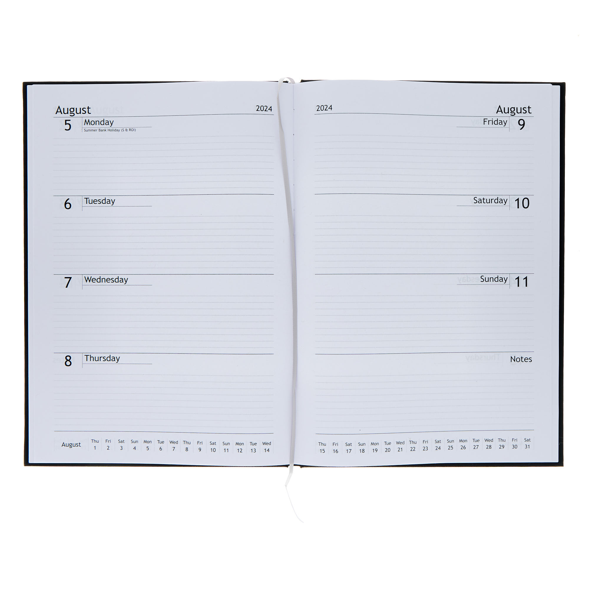 A4 Black Week on 2 Pages 2024 Diary