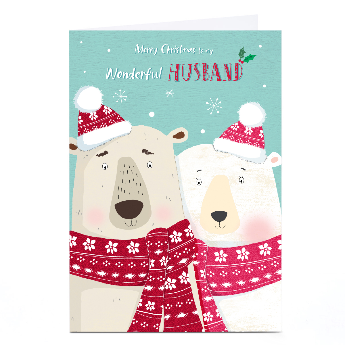 Personalised Cory Reid Christmas Card - Wonderful Husband Polar Bears