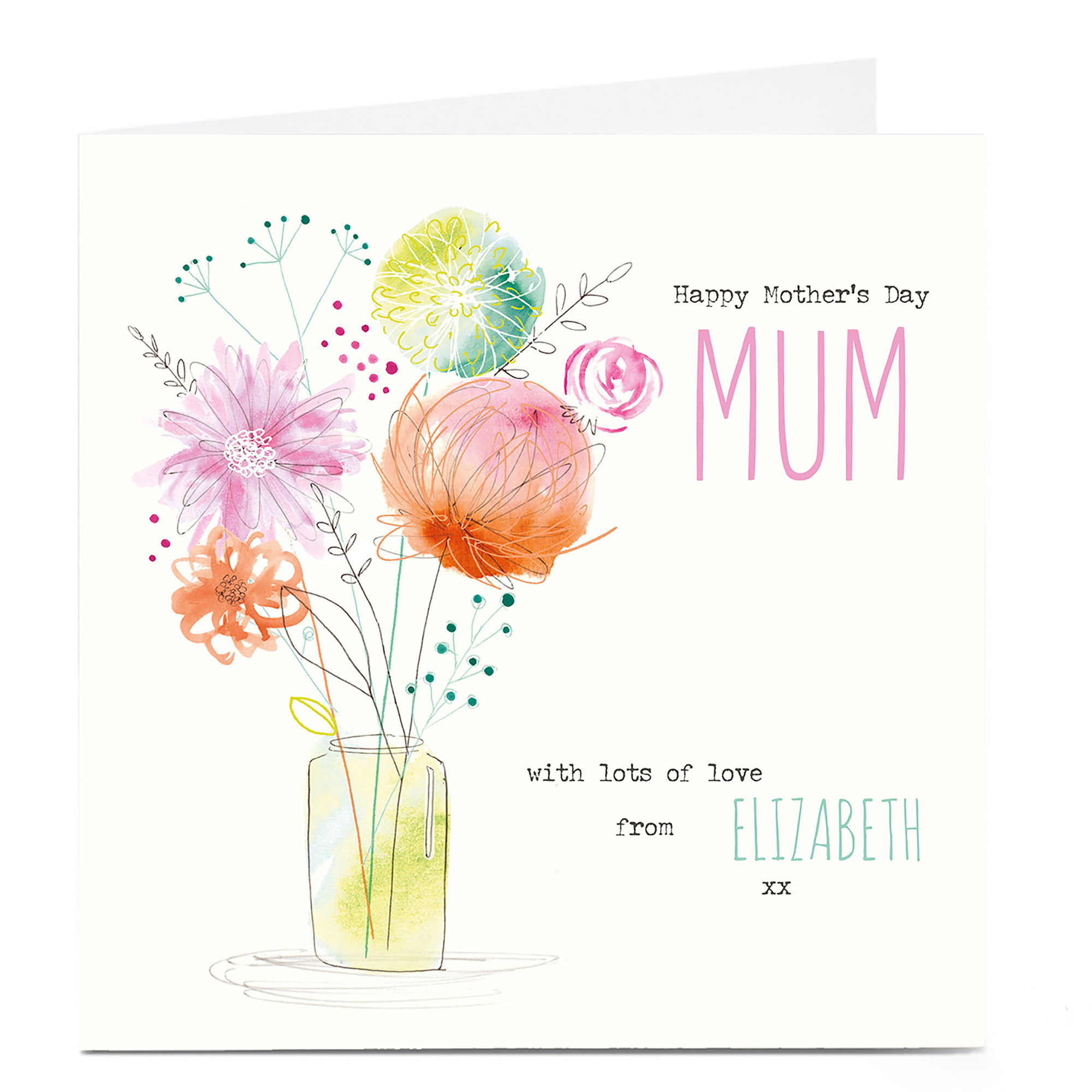 Personalised Mother's Day Card - Abstract Flowers