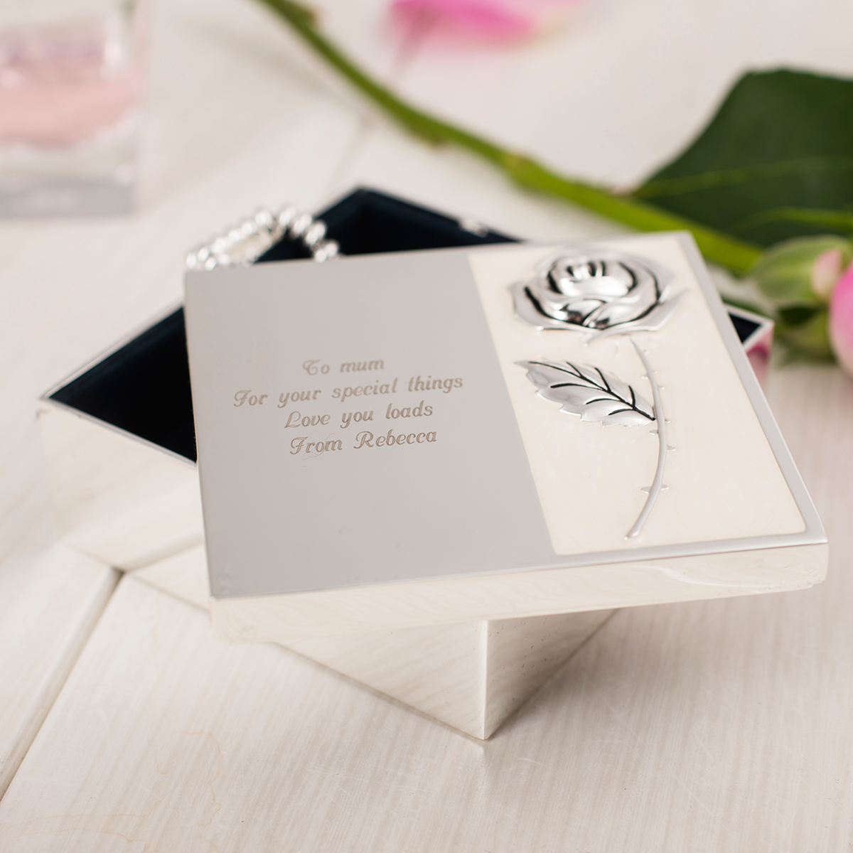 Engraved Mother Of Pearl Trinket Box