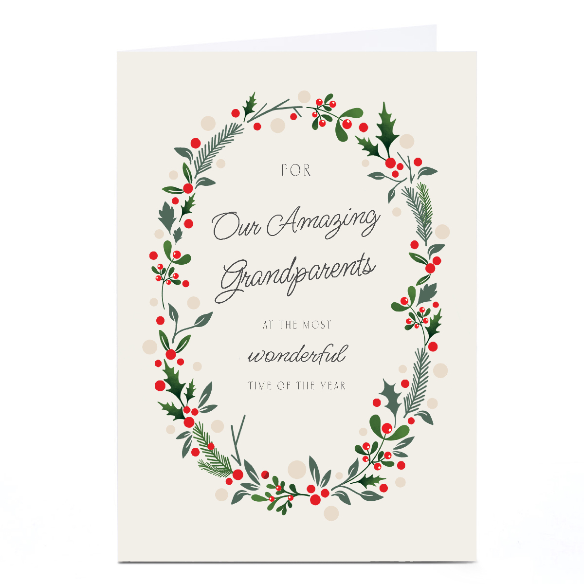 Personalised Christmas Card - Christmas Wreath, Our Amazing  Grandparents