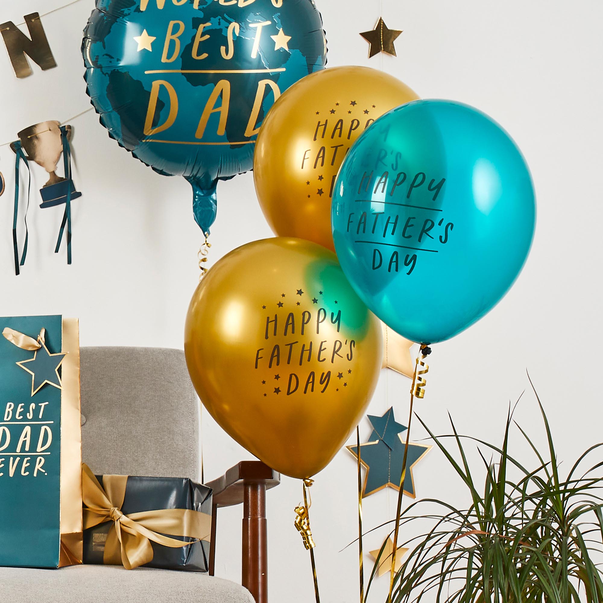 Happy Fathers Day 12-Inch Latex Balloons - Pack of 5