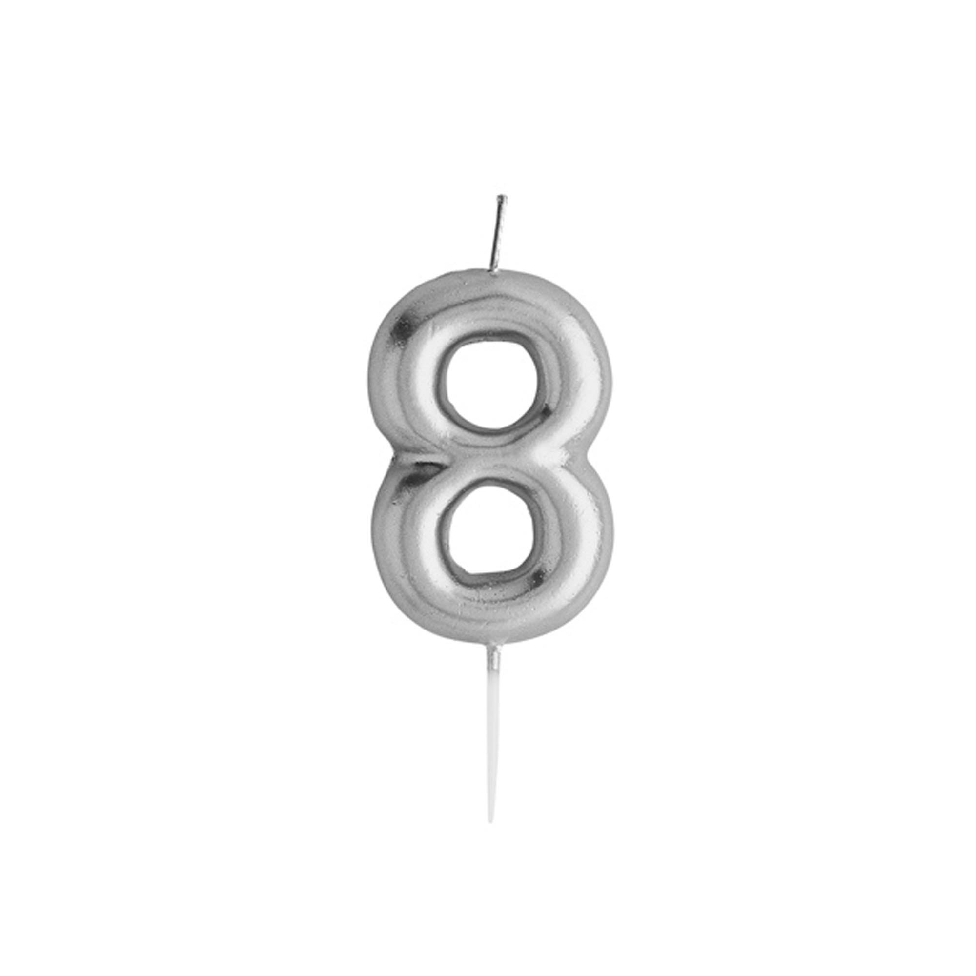 Silver Number Cake Candle (0-9)